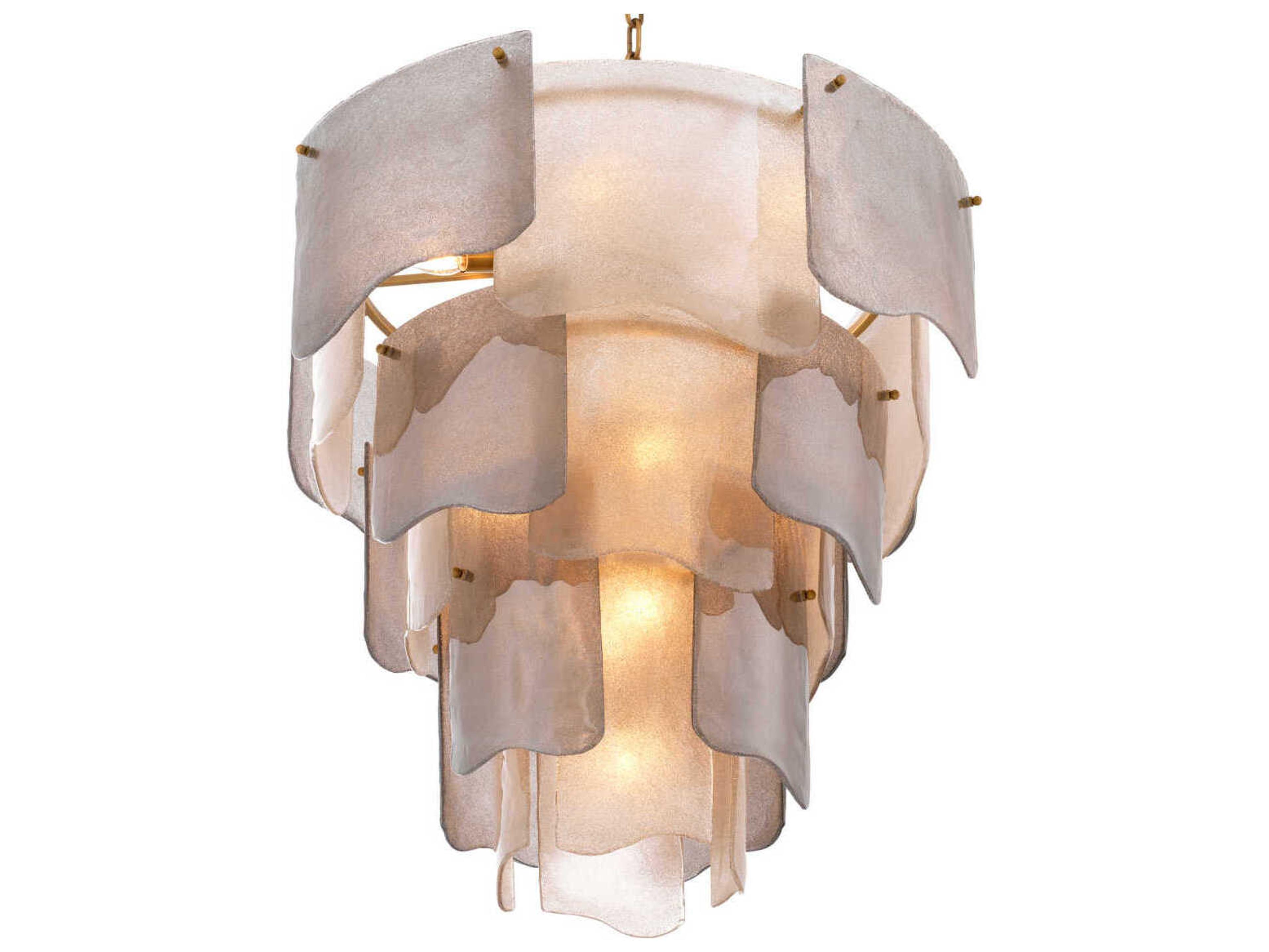 Eichholtz Asinara L Antique Brass Smoke Glass Chandelier