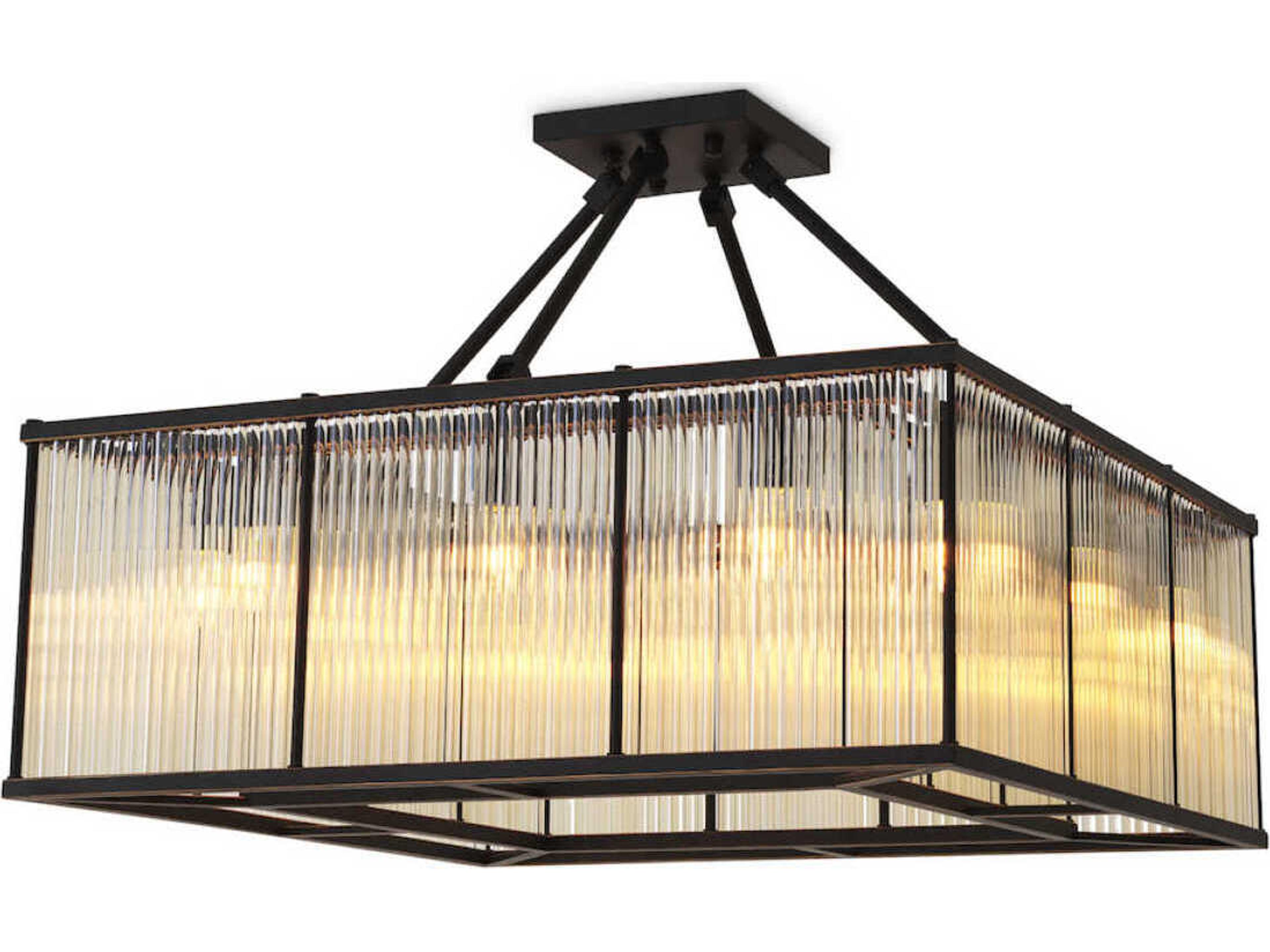 Bernardi Square Ceiling Lamp Bronze Highlight Vintage Glass