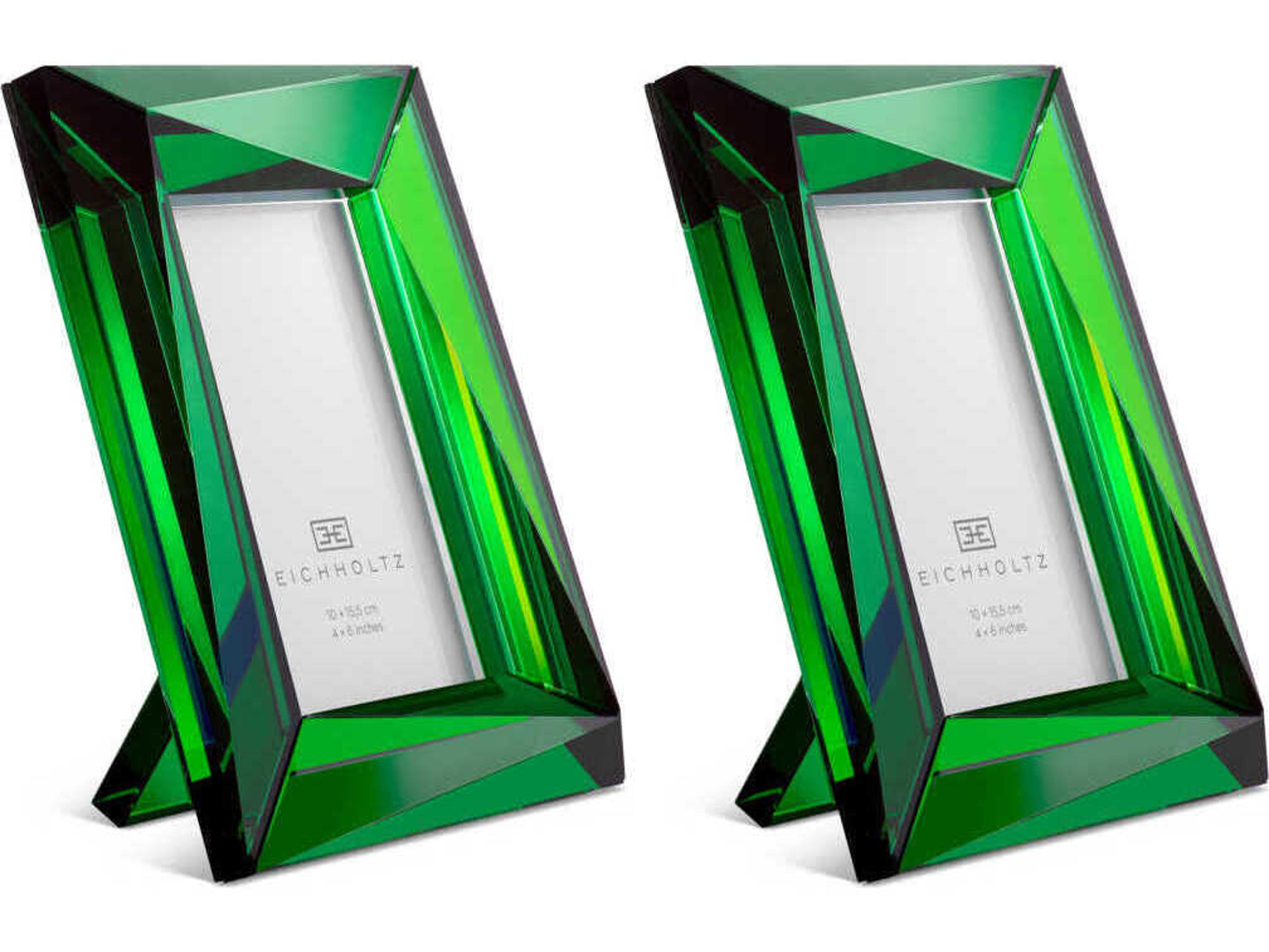 Obliquity S Green Crystal Glass Set of 2 Picture Frame
