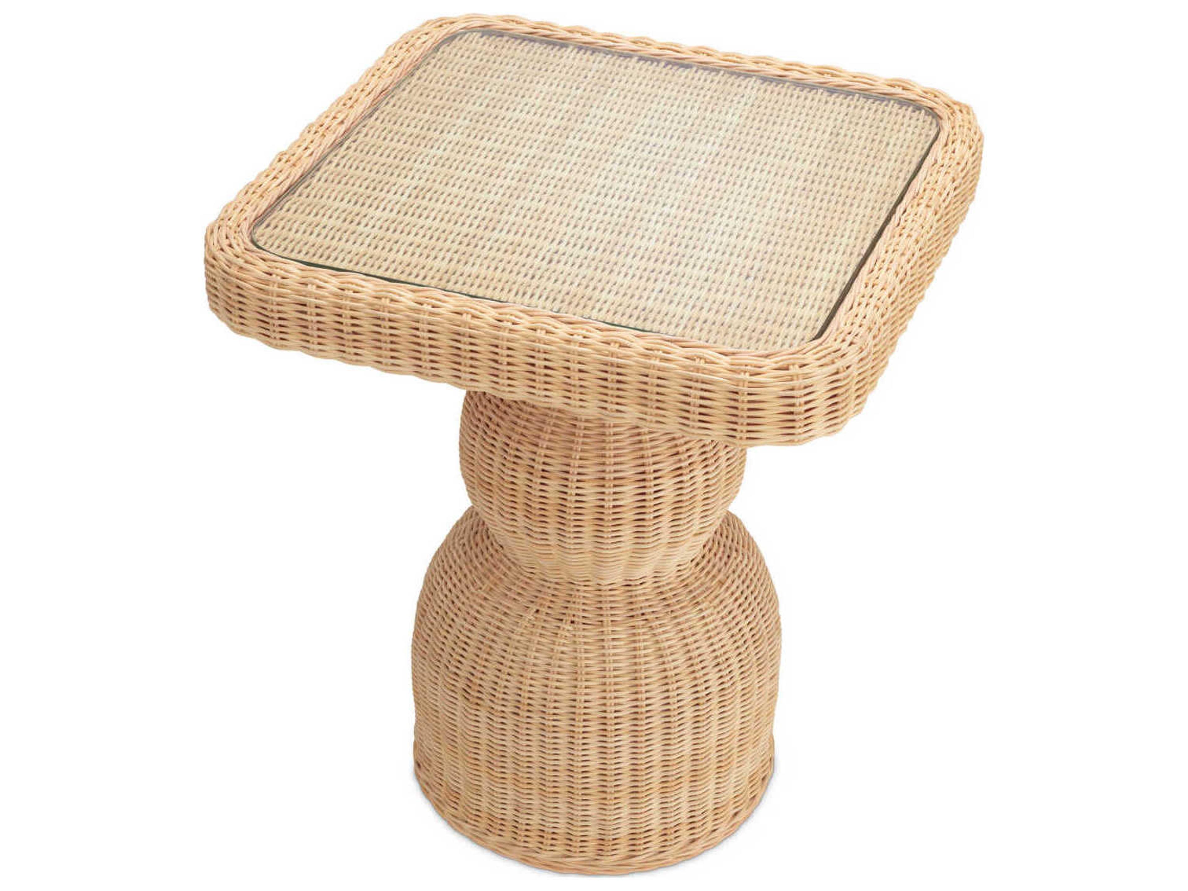 Eichholtz Tiago Natural Rattan Incl Glass Top Side Table