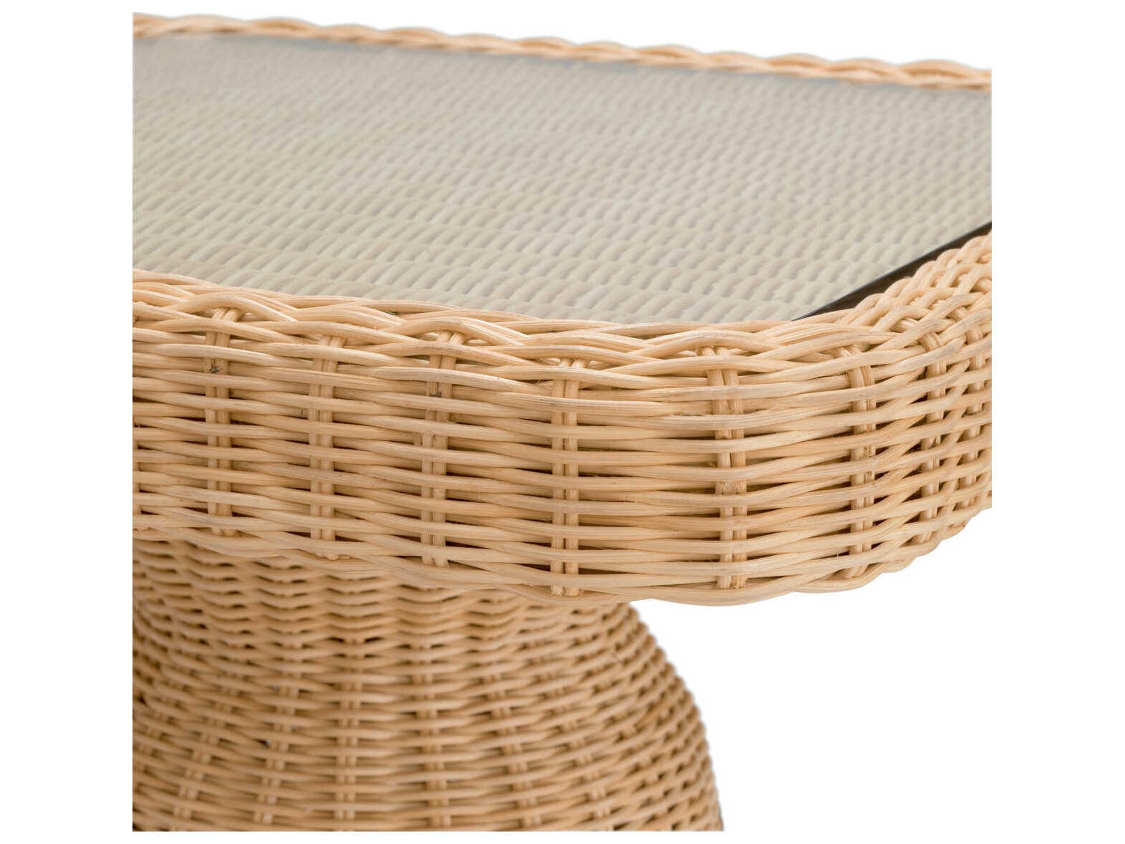 Eichholtz Tiago Natural Rattan Incl Glass Top Side Table