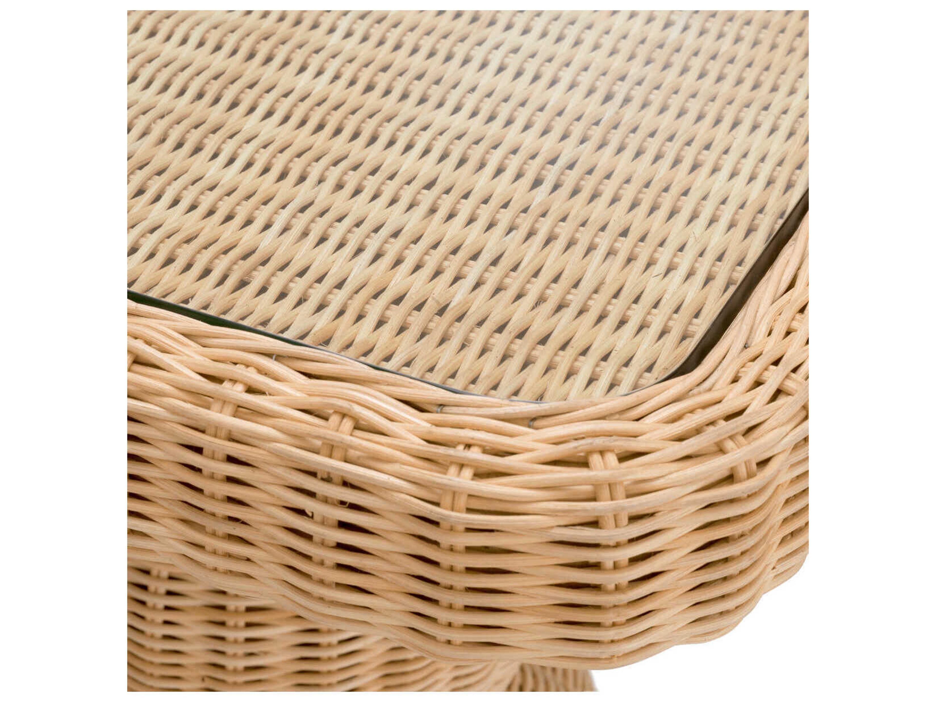 Eichholtz Tiago Natural Rattan Incl Glass Top Side Table