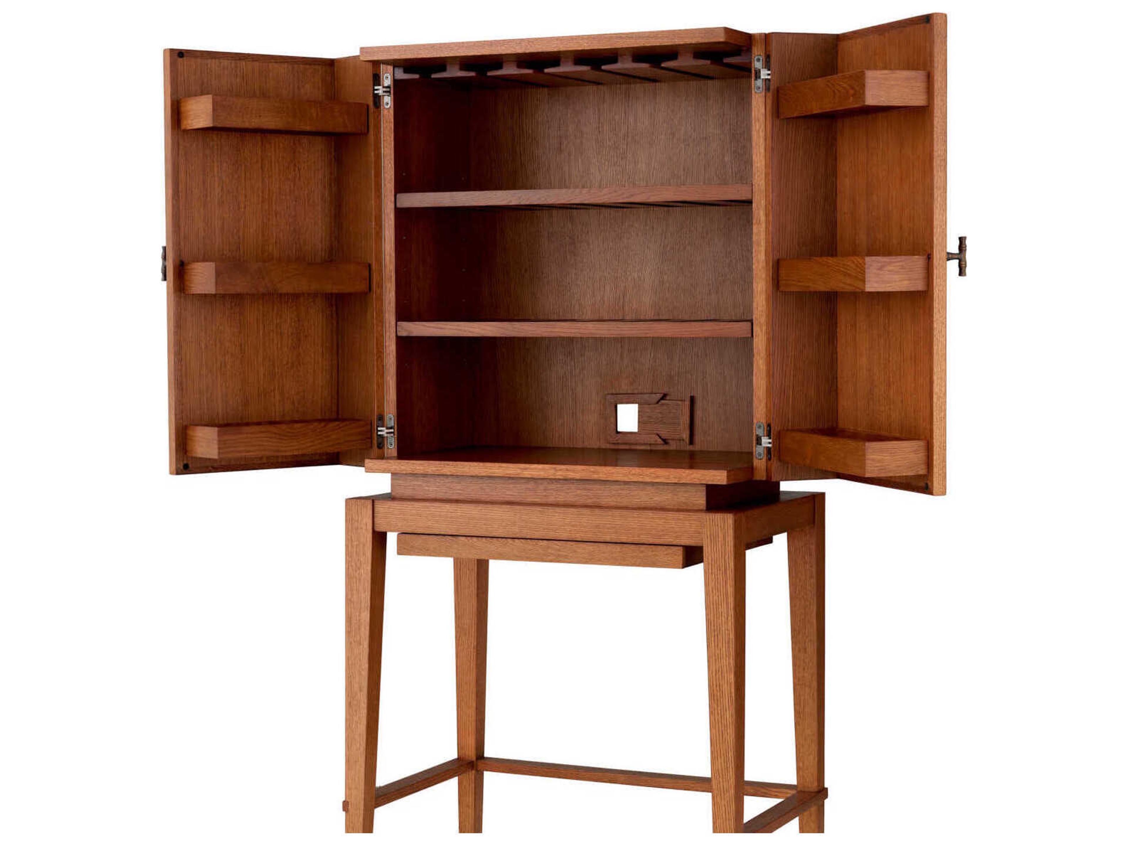 Eichholtz Borchard Caramel Oak Veneer Bar Cabinet