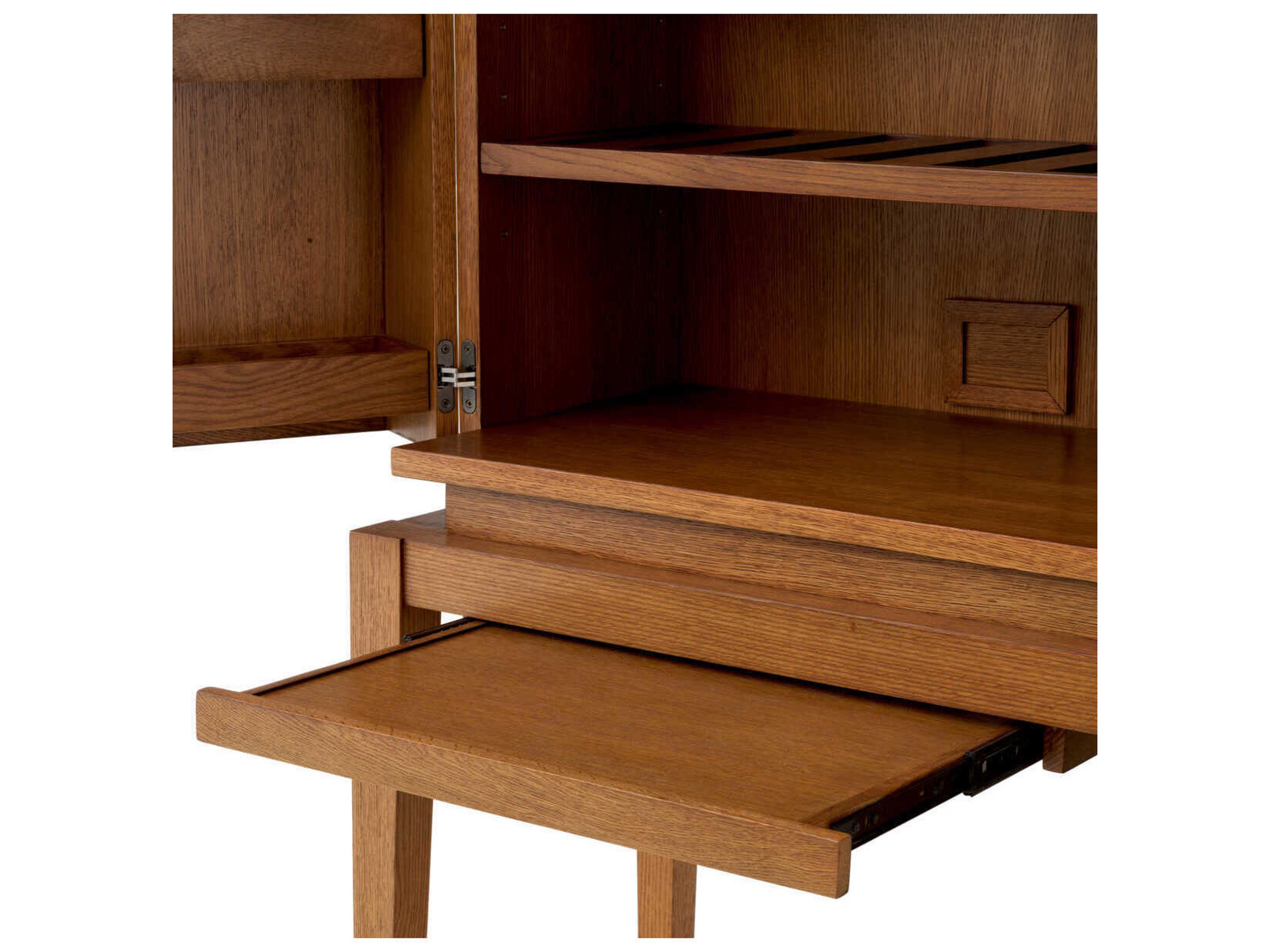 Eichholtz Borchard Caramel Oak Veneer Bar Cabinet