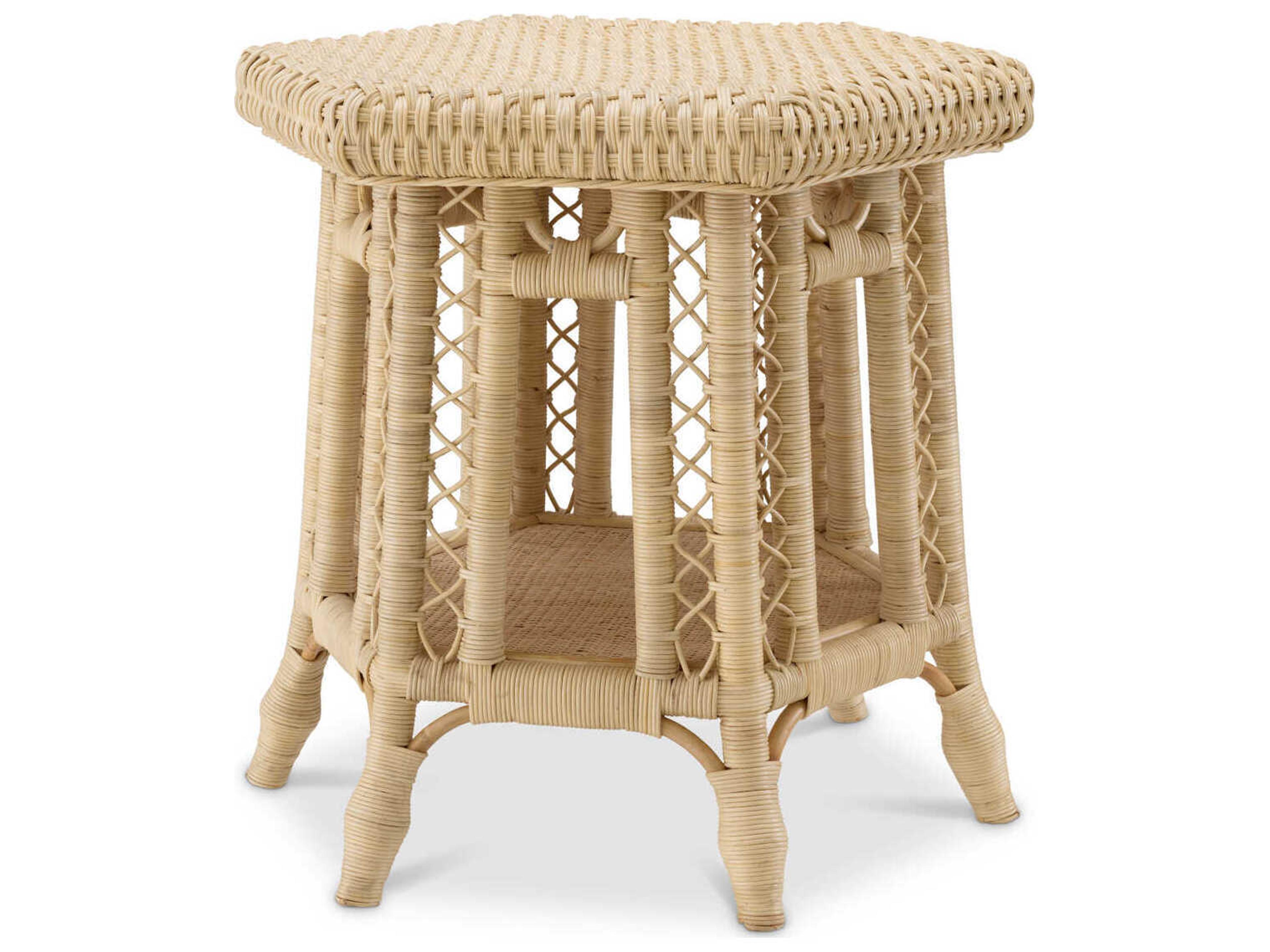 Saba Hexagon Natural Rattan Side Table