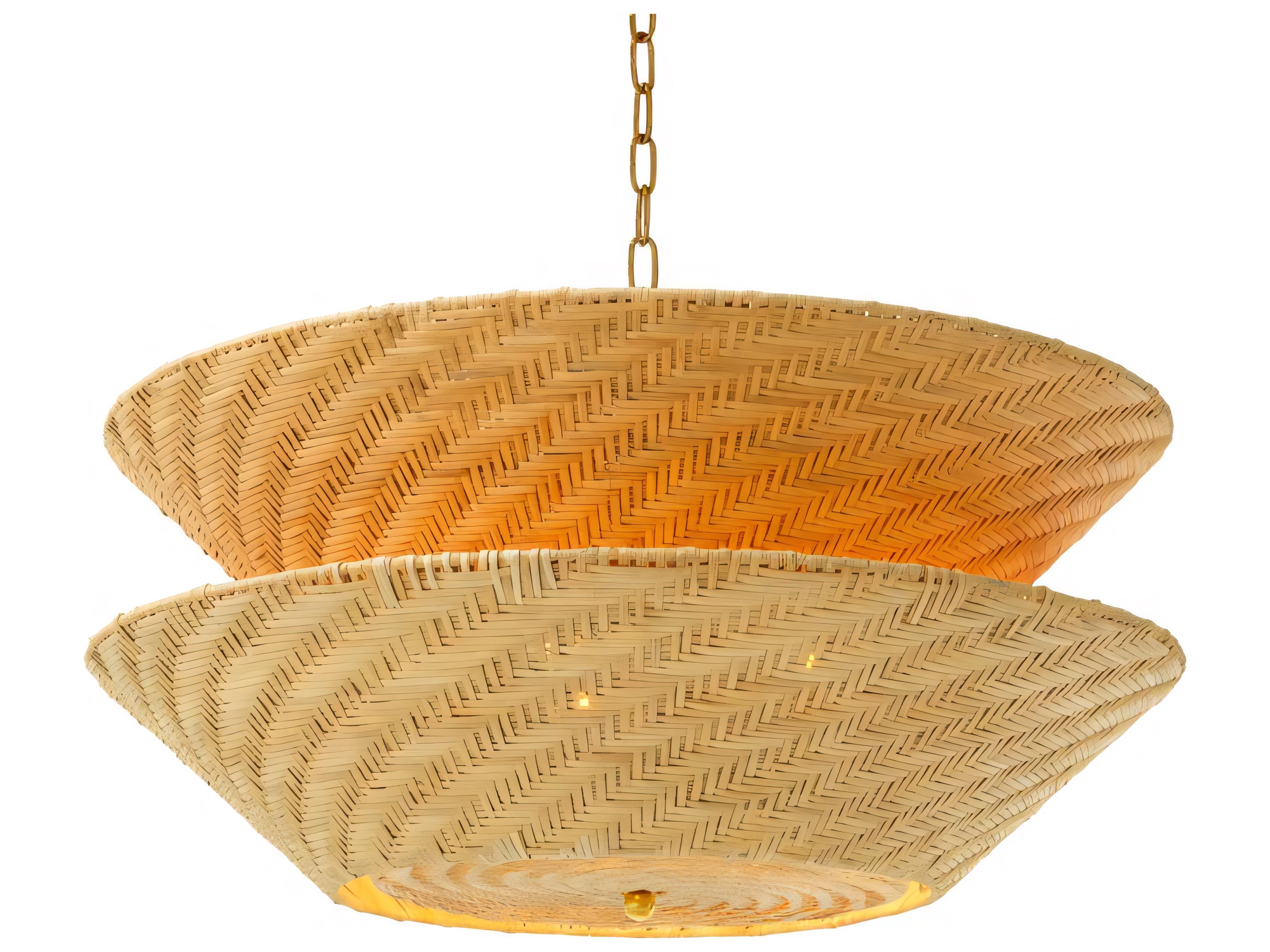 Natural Rattan X Vintage Brass Tiered Chandelier