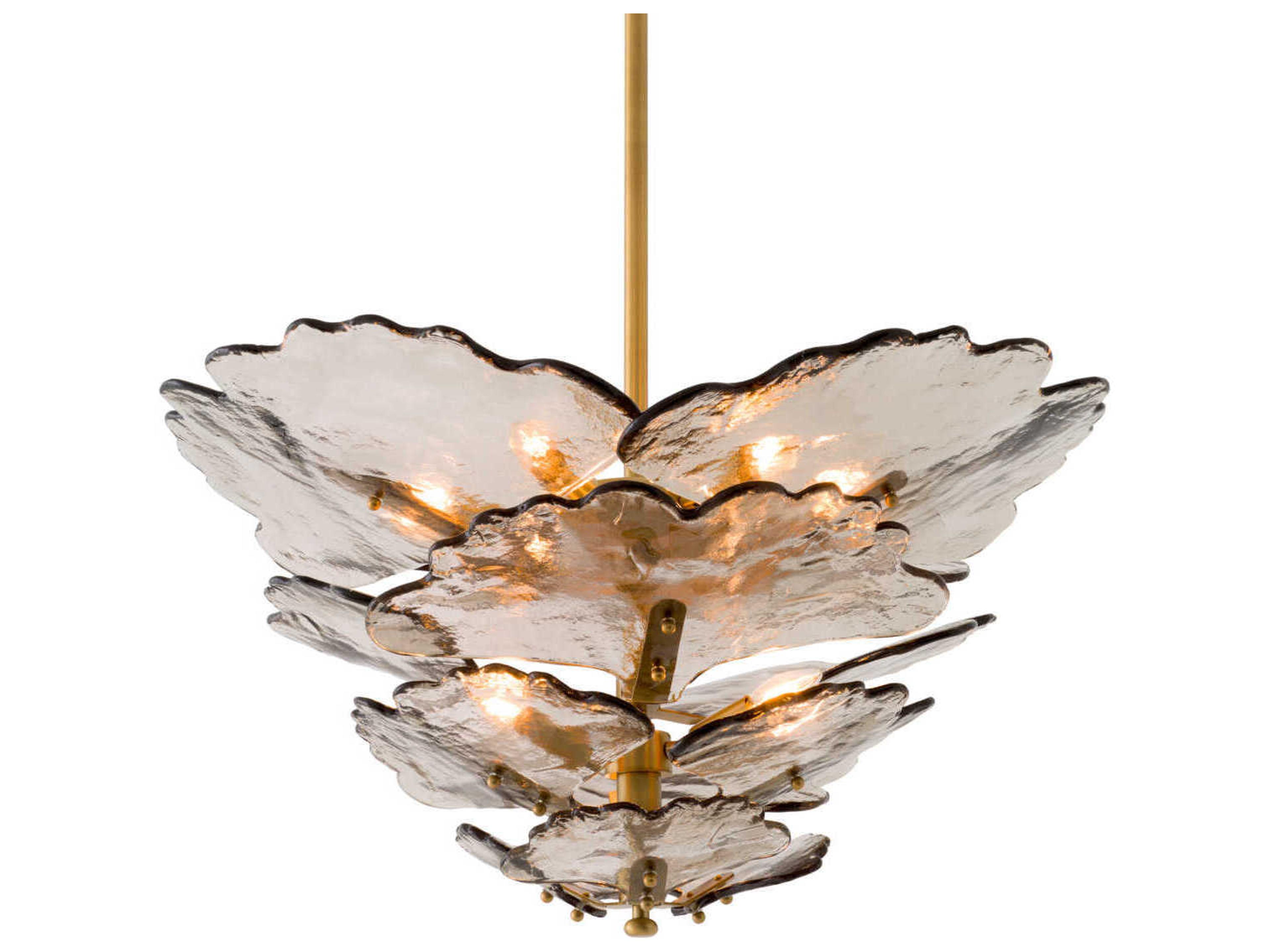 Florina Chandelier Smoke Glass and Antique Brass