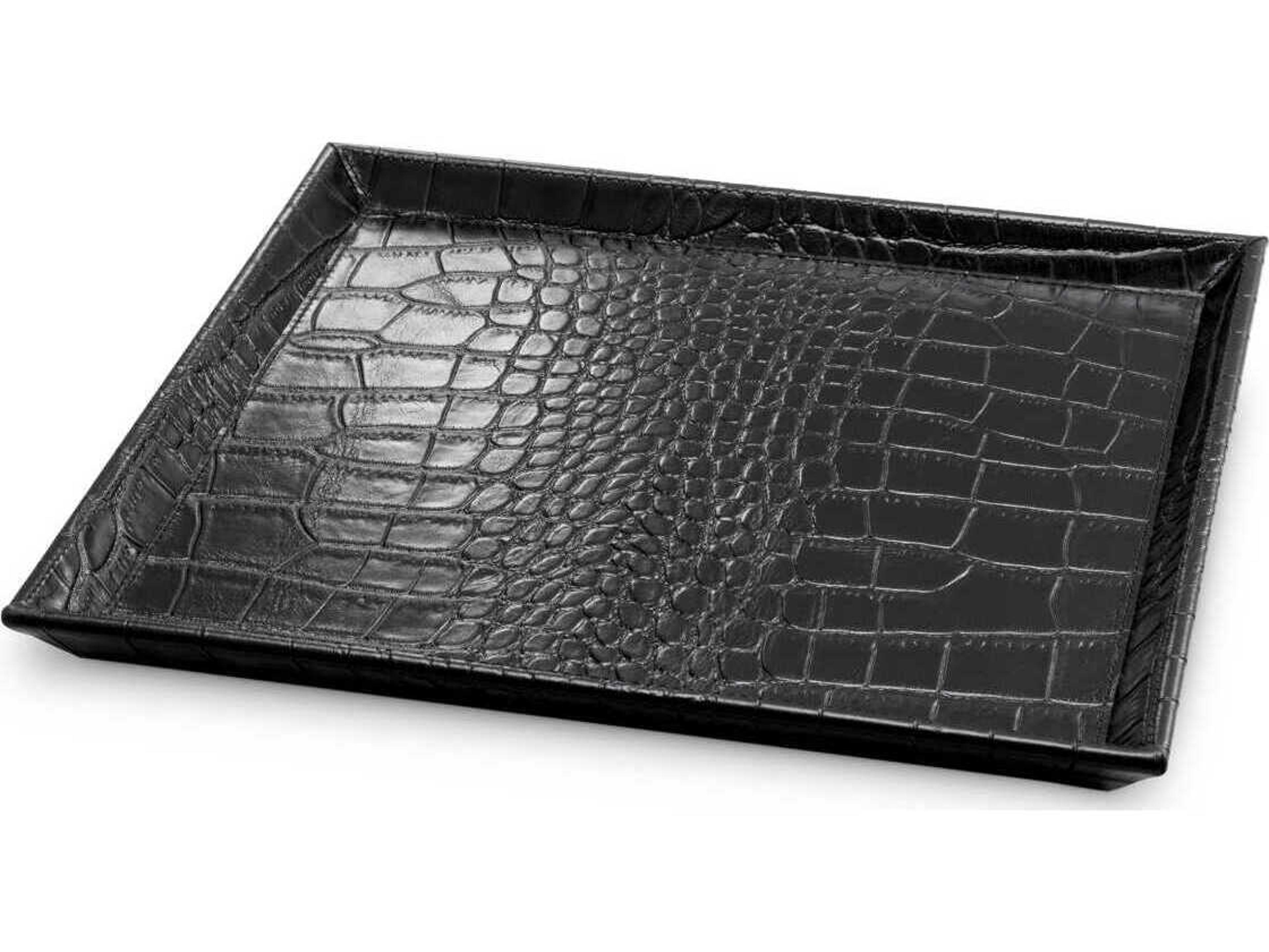 Eichholtz Scaleo Croco Embossed Black Leather Set of 2 Desk Tray