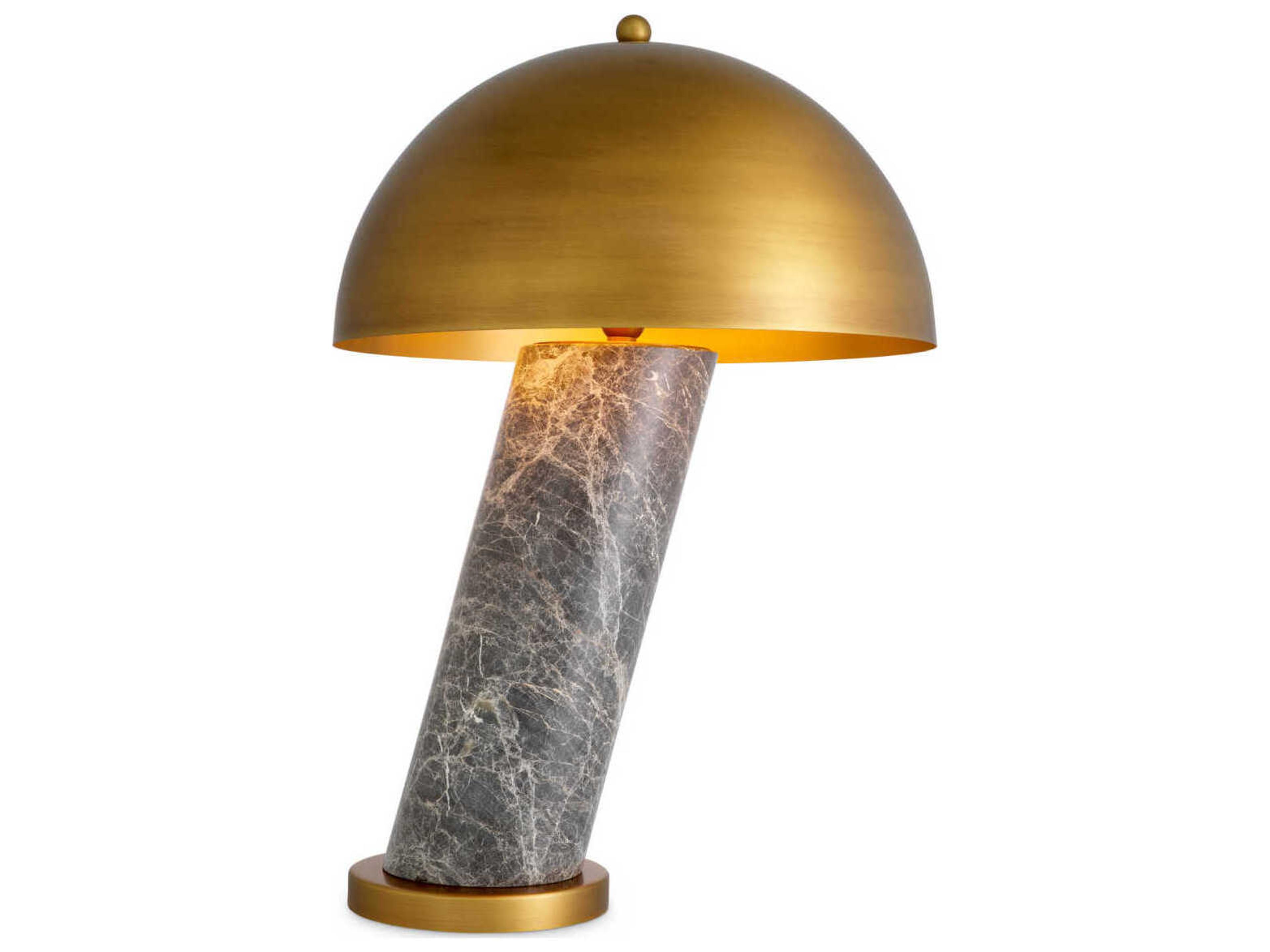 Daniel Grey Marble Antique Brass Table Lamp