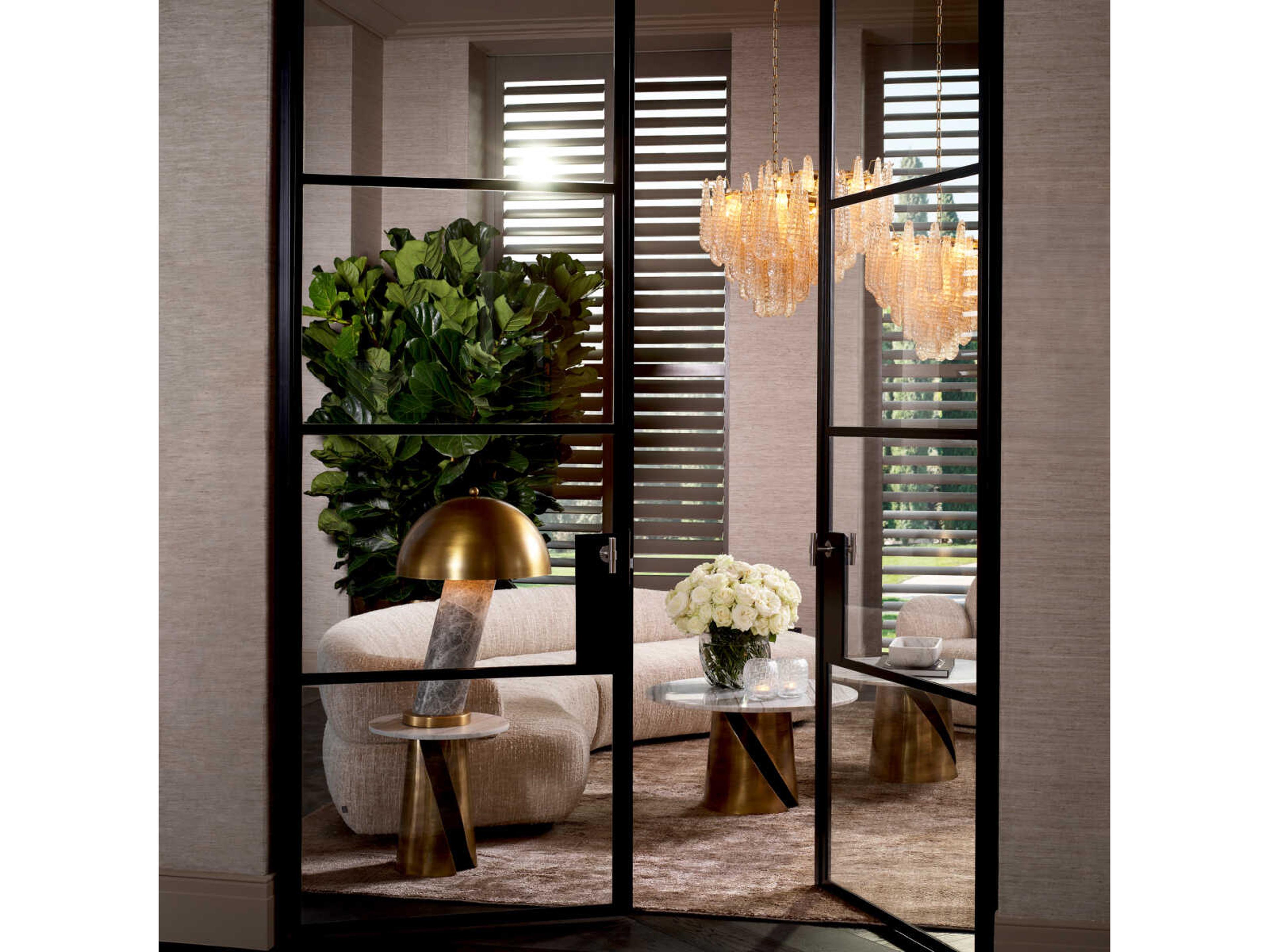 Eichholtz Daniel Grey Marble Antique Brass Table Lamp