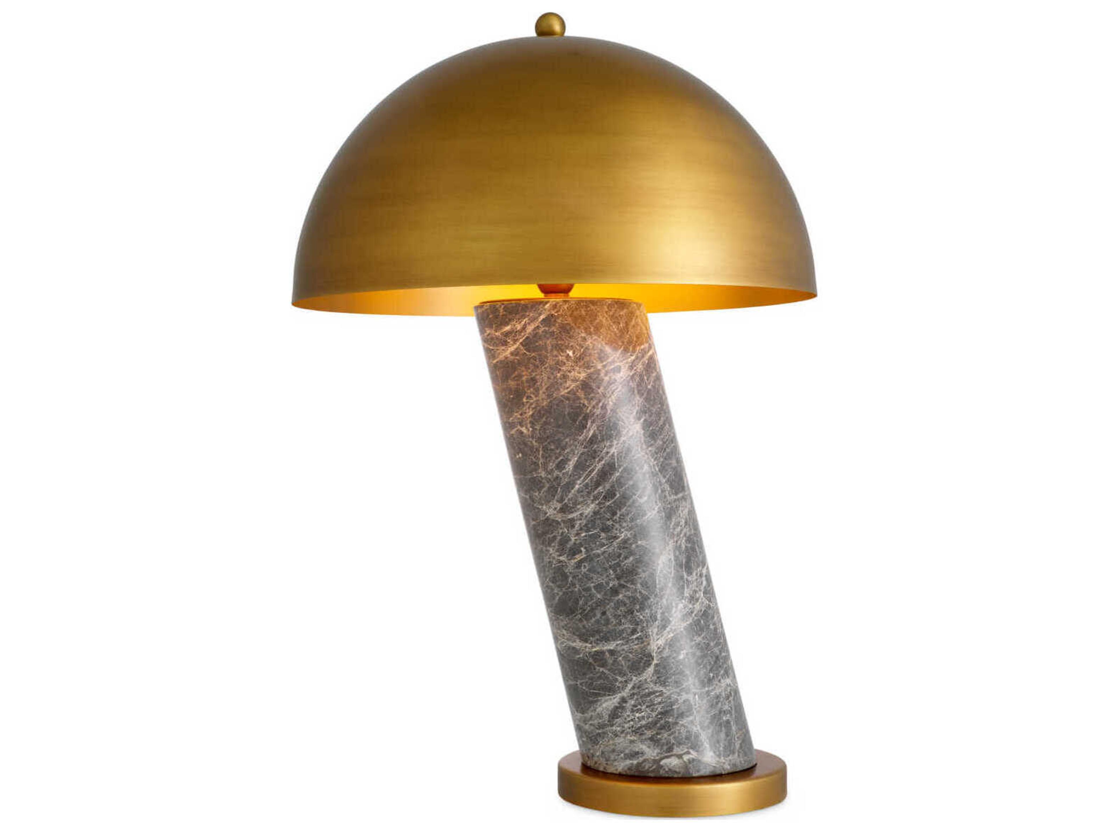 Eichholtz Daniel Grey Marble Antique Brass Table Lamp
