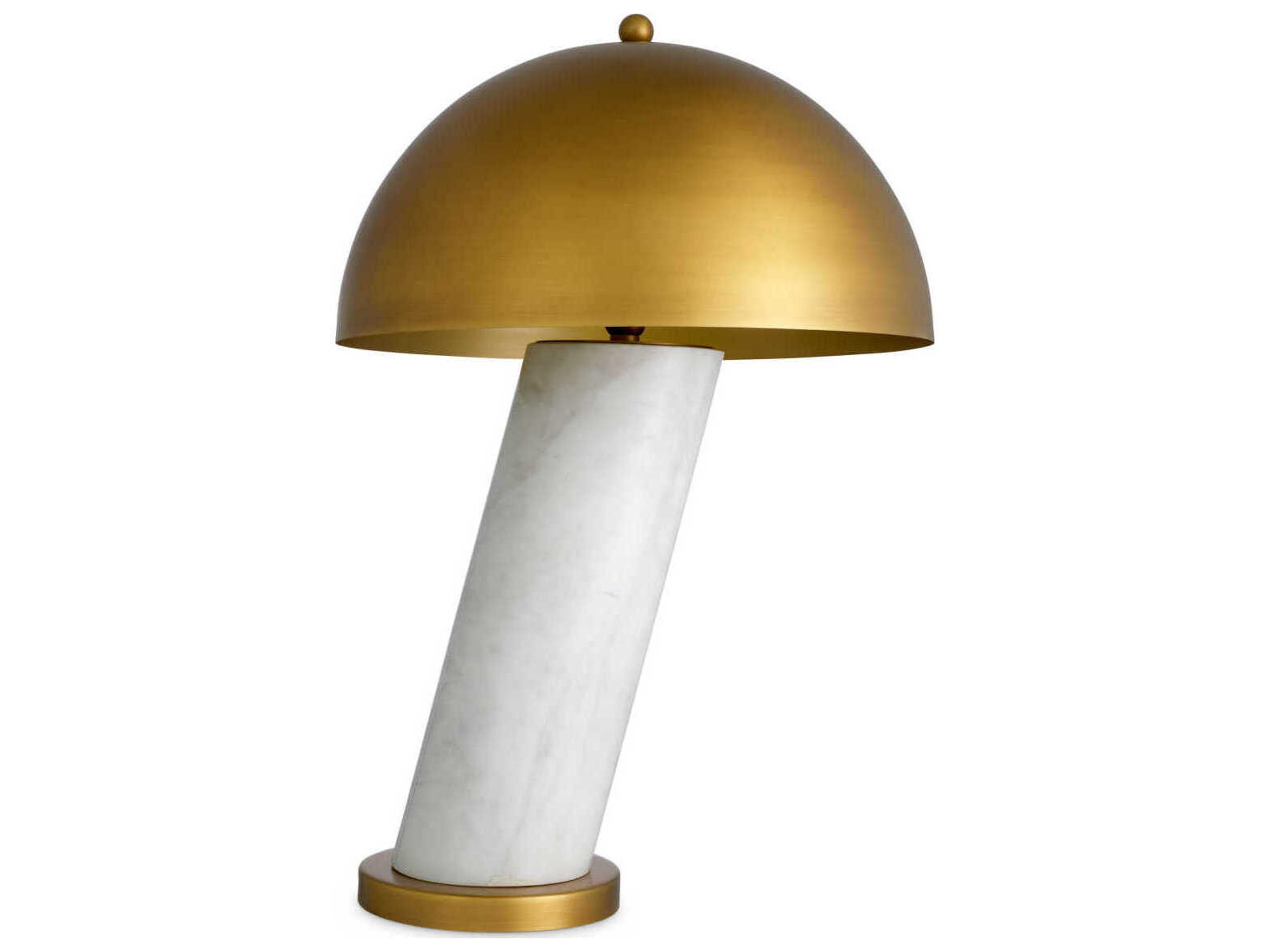 Eichholtz Daniel White Marble Antique Brass Table Lamp