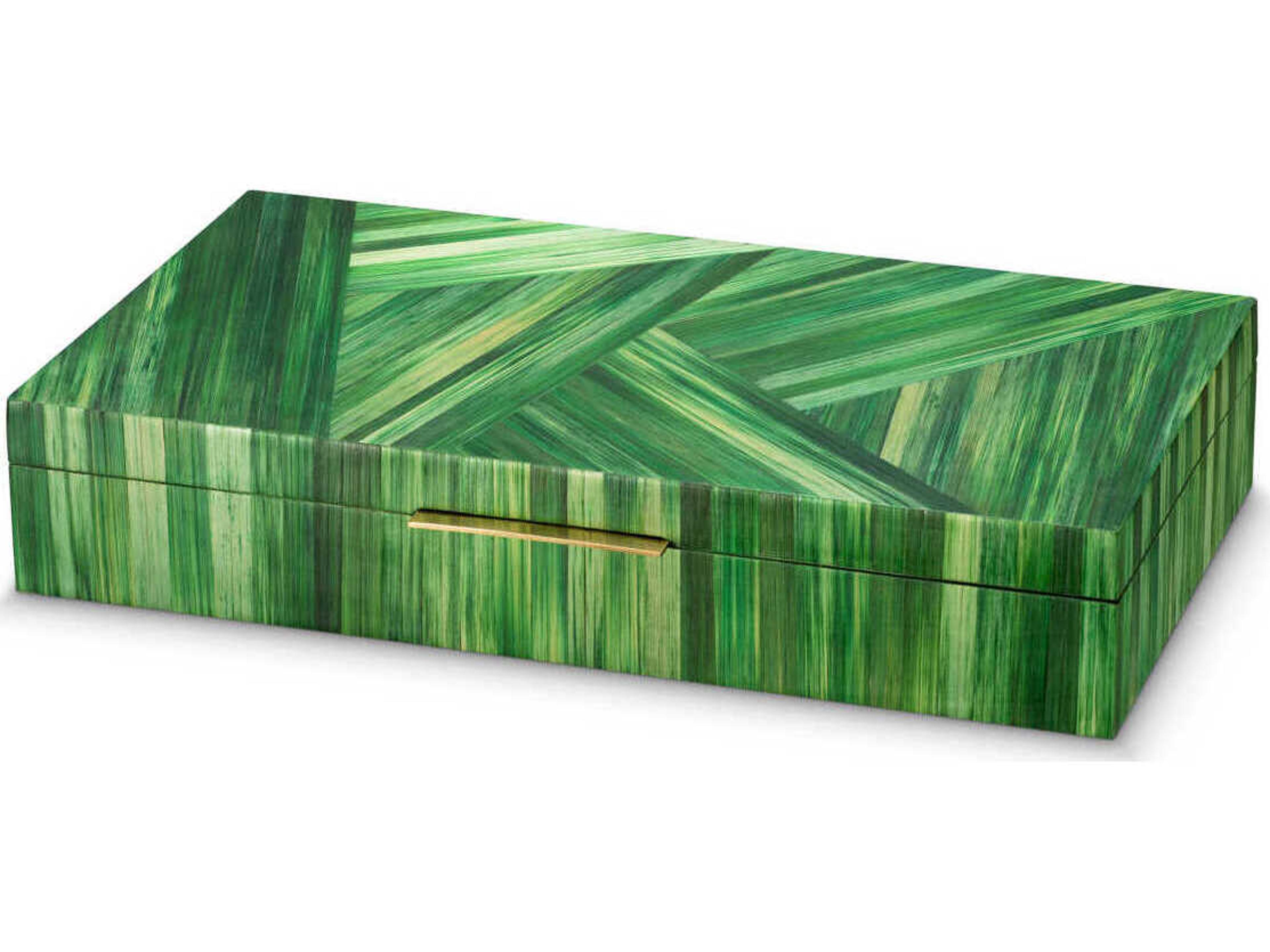 Harvard Straw Marquetry Green Box
