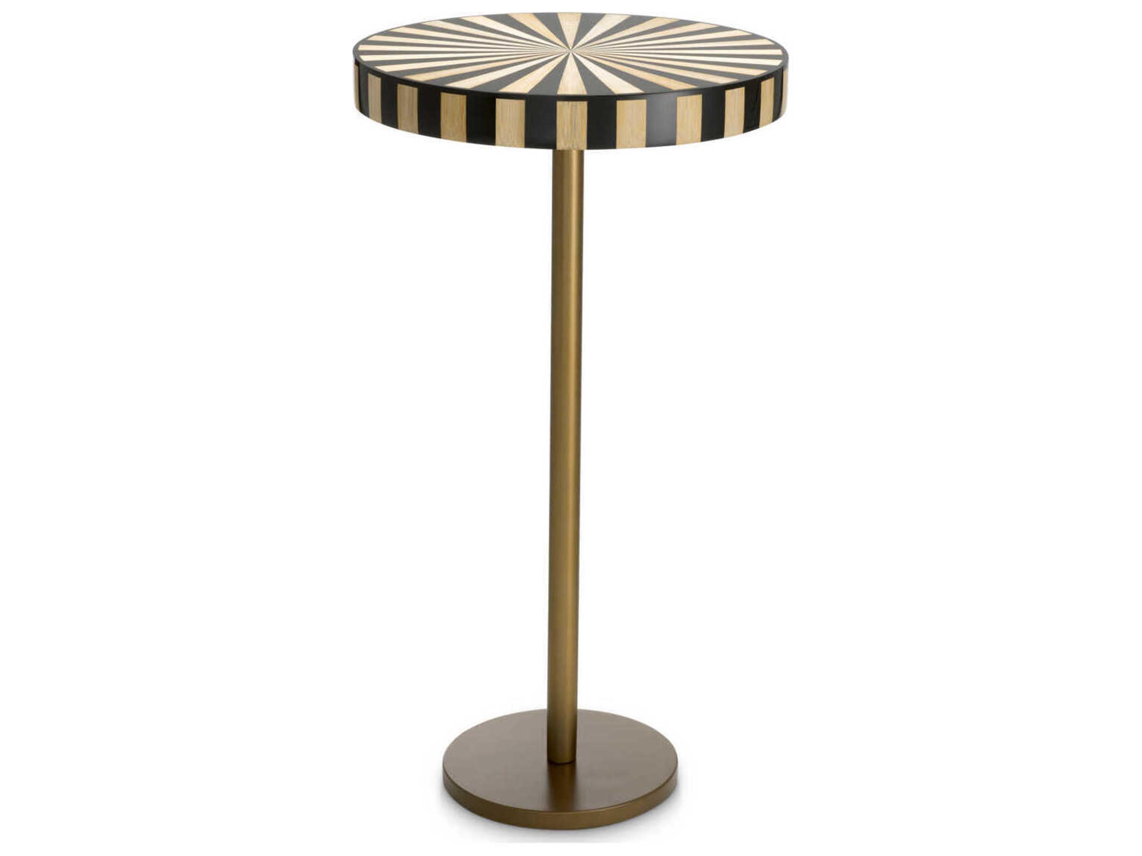 Eichholtz Albany Antique Brass Marquetry Top Side Table