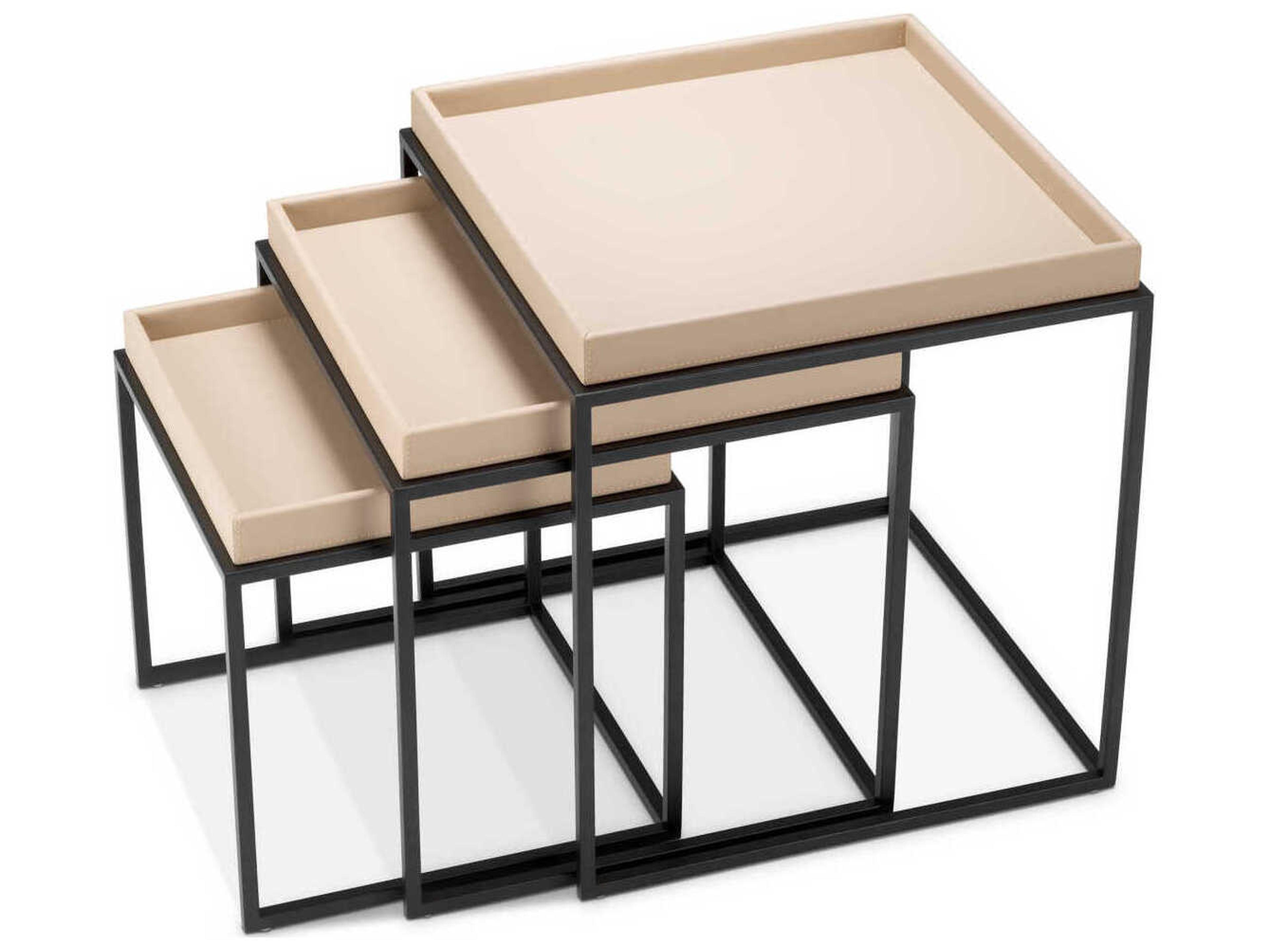 Eichholtz Leonard Matte Black Set of 3 Side Table