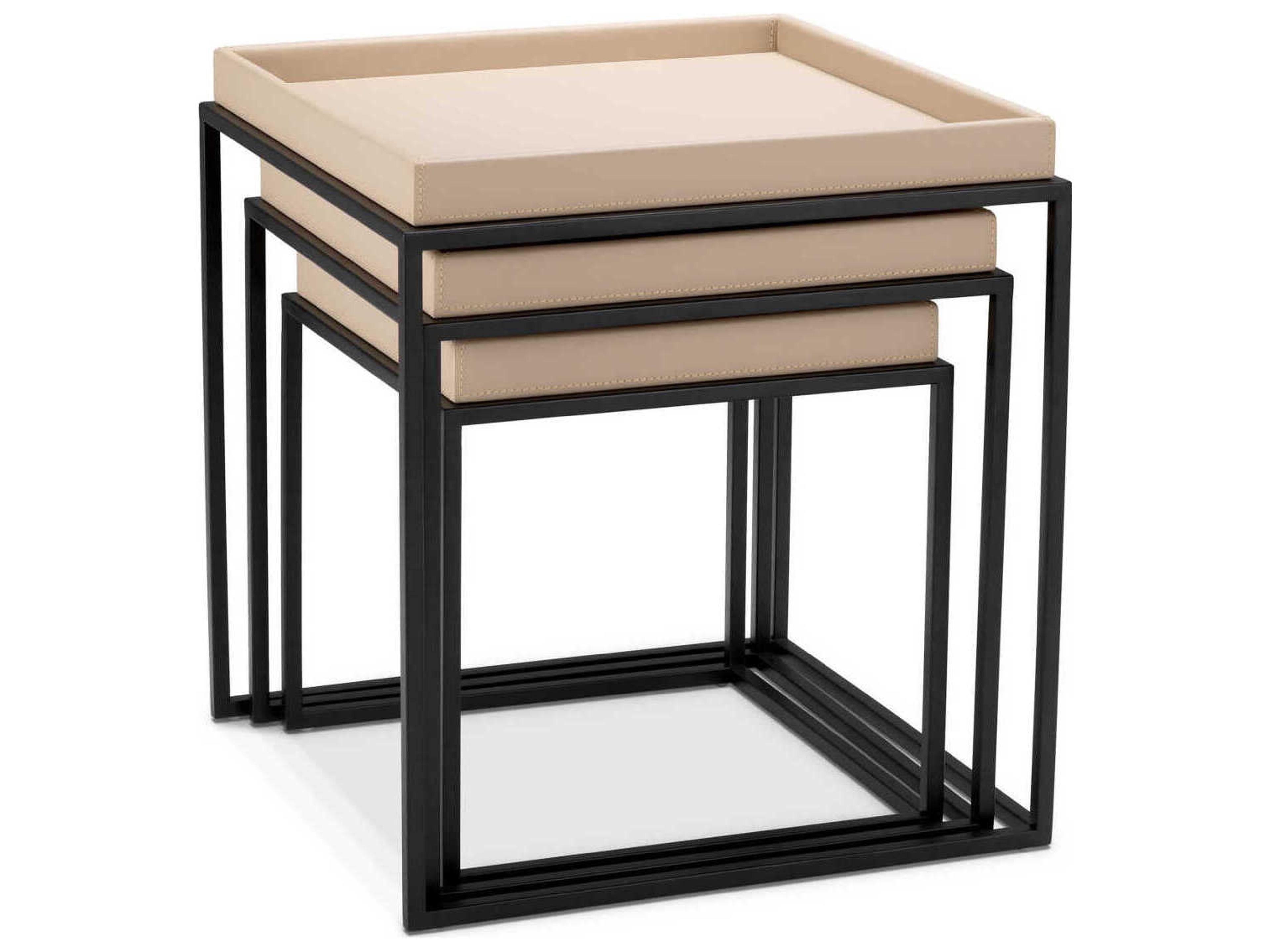 Eichholtz Leonard Matte Black Set of 3 Side Table