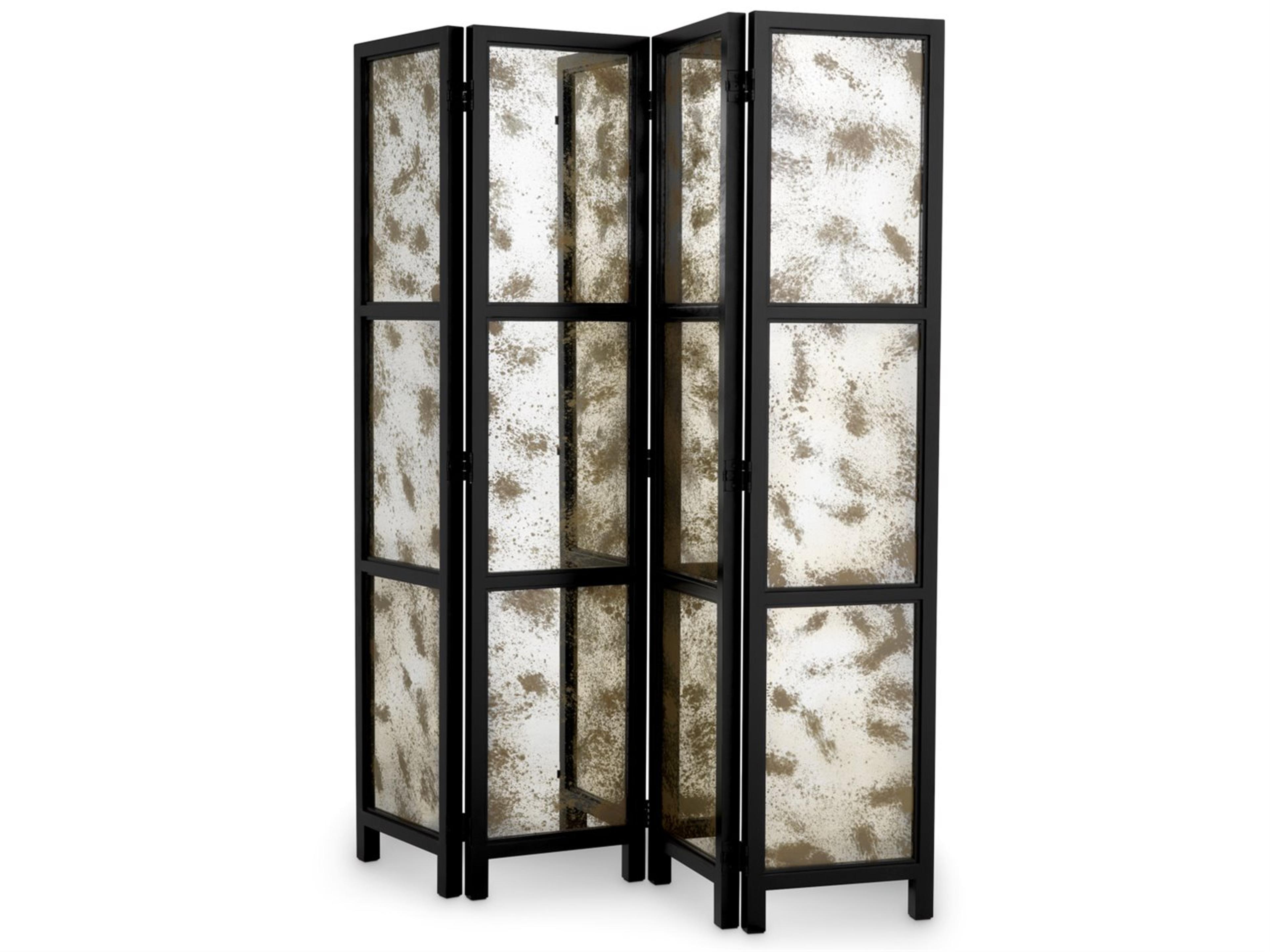 Screen Jacques Classic Black Antique Mirror Glass Folding