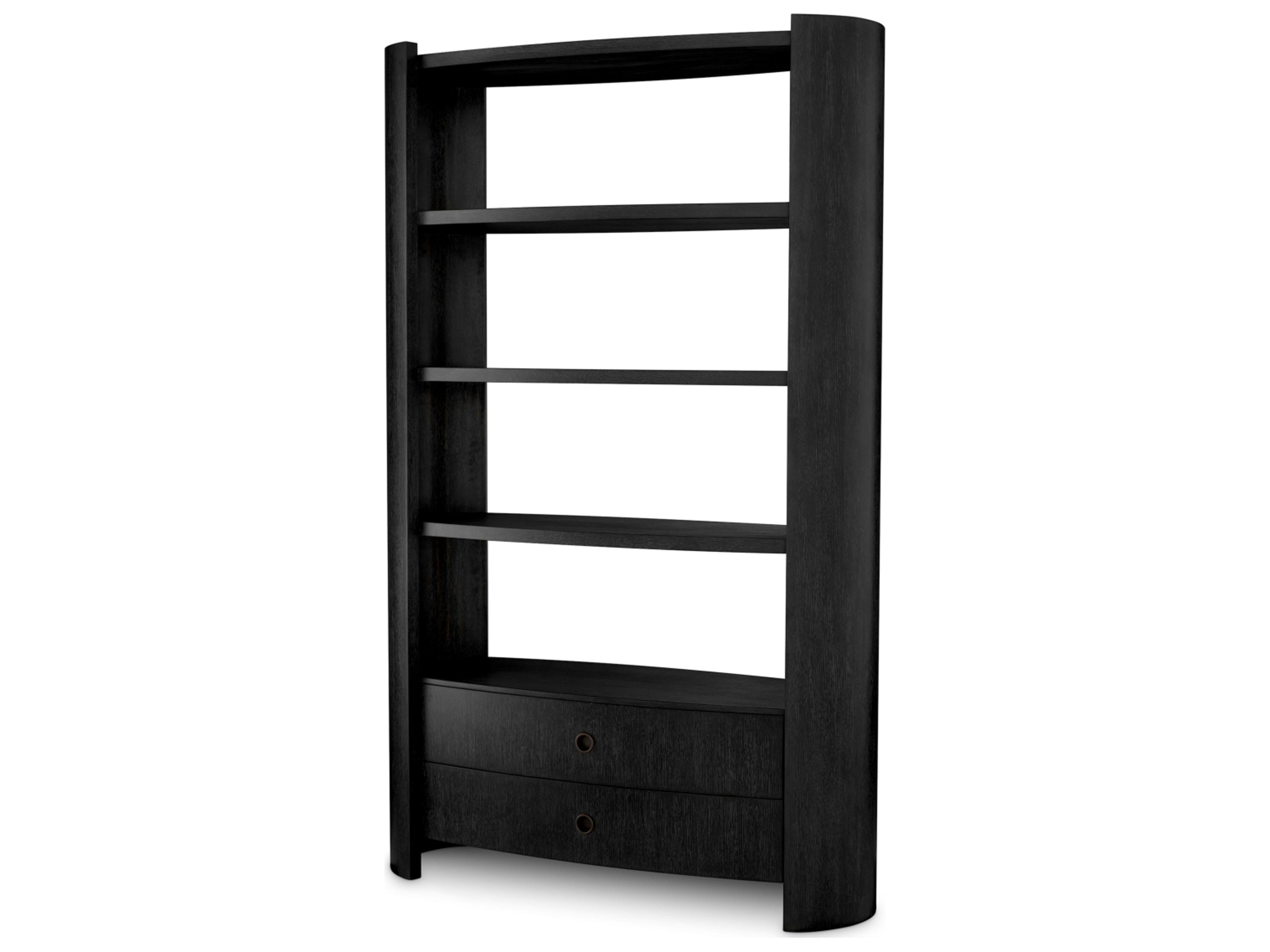 Oak Wood Charcoal Grey Veneer X Bronze Display Cabinet