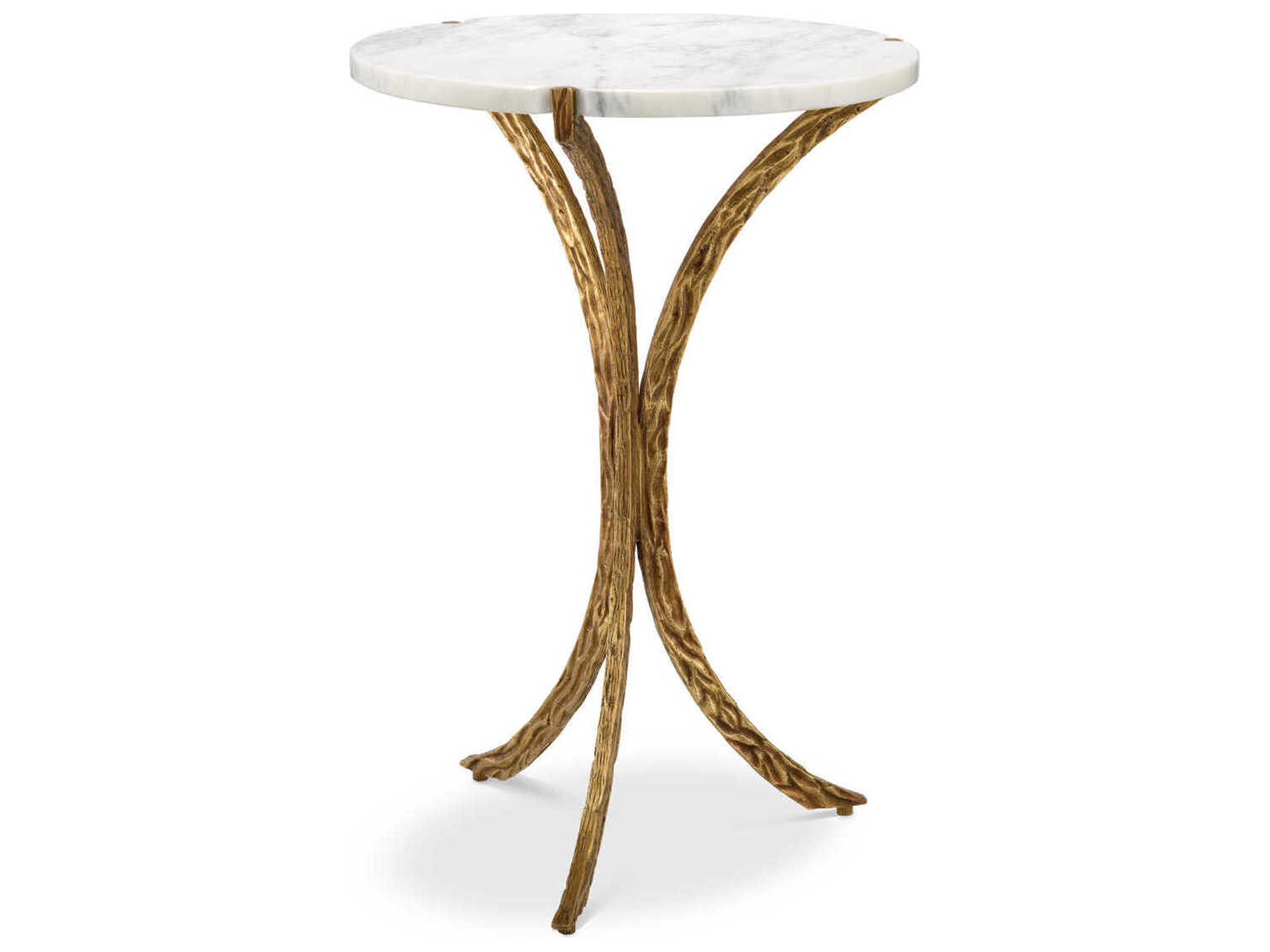 Eichholtz Emmeline Vintage Brass White Marble Side Table
