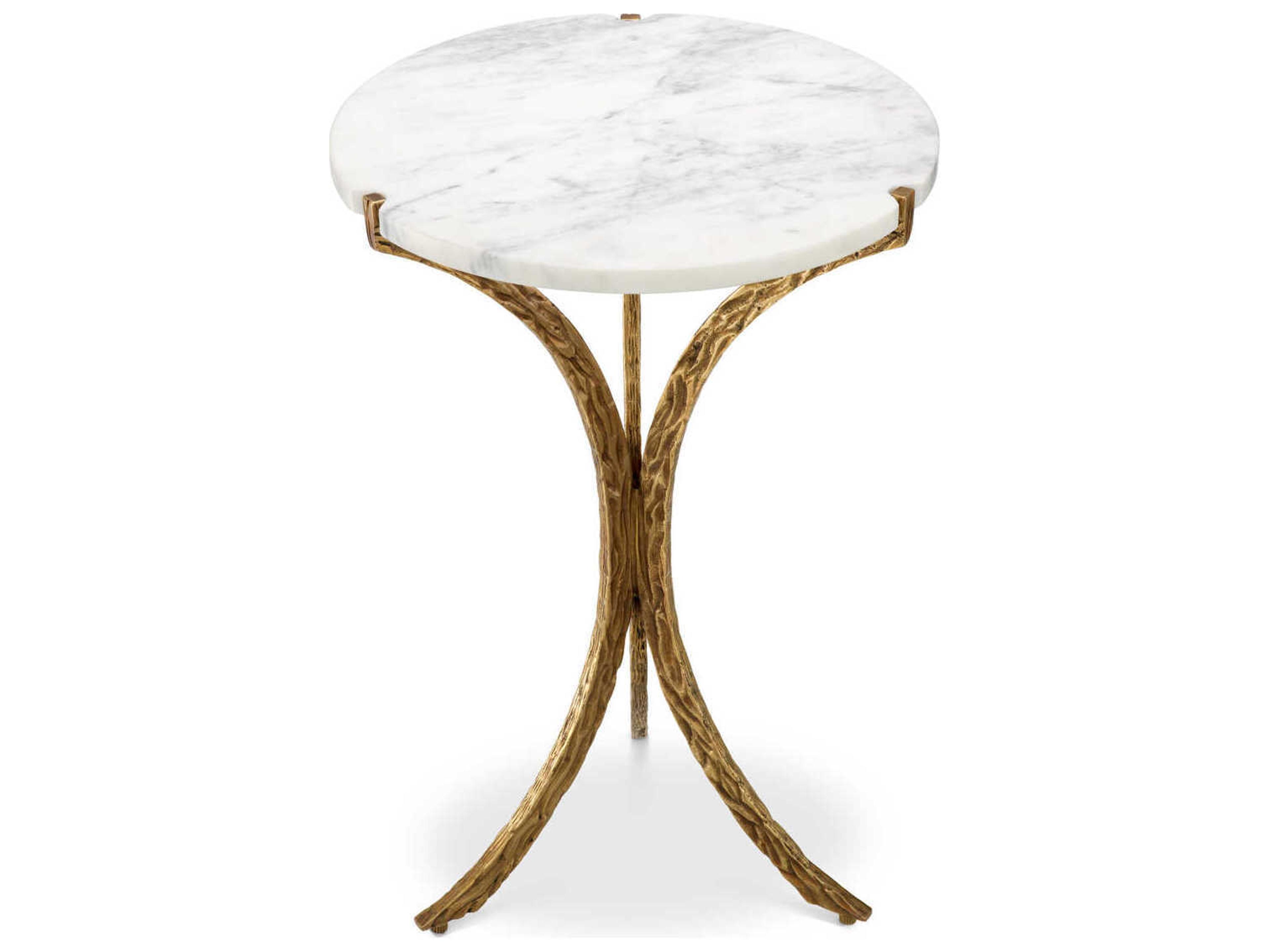 Eichholtz Emmeline Vintage Brass White Marble Side Table