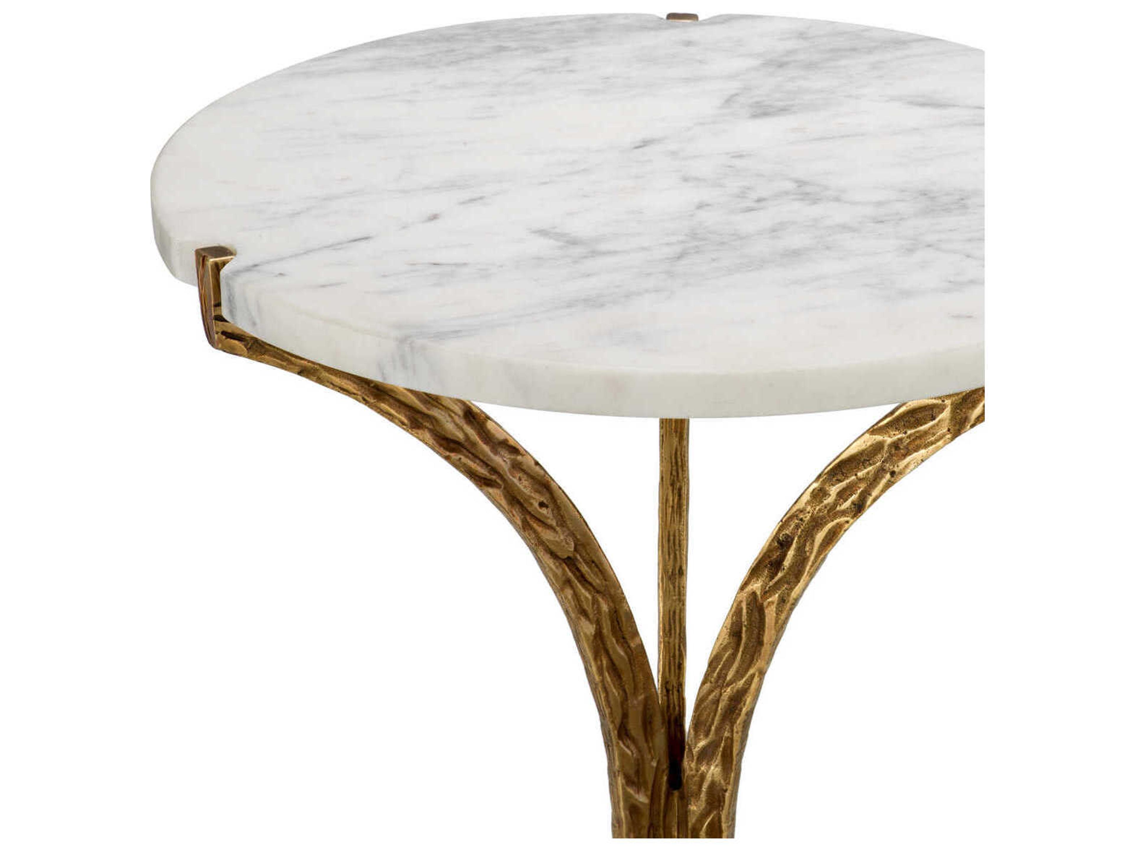 Eichholtz Emmeline Vintage Brass White Marble Side Table