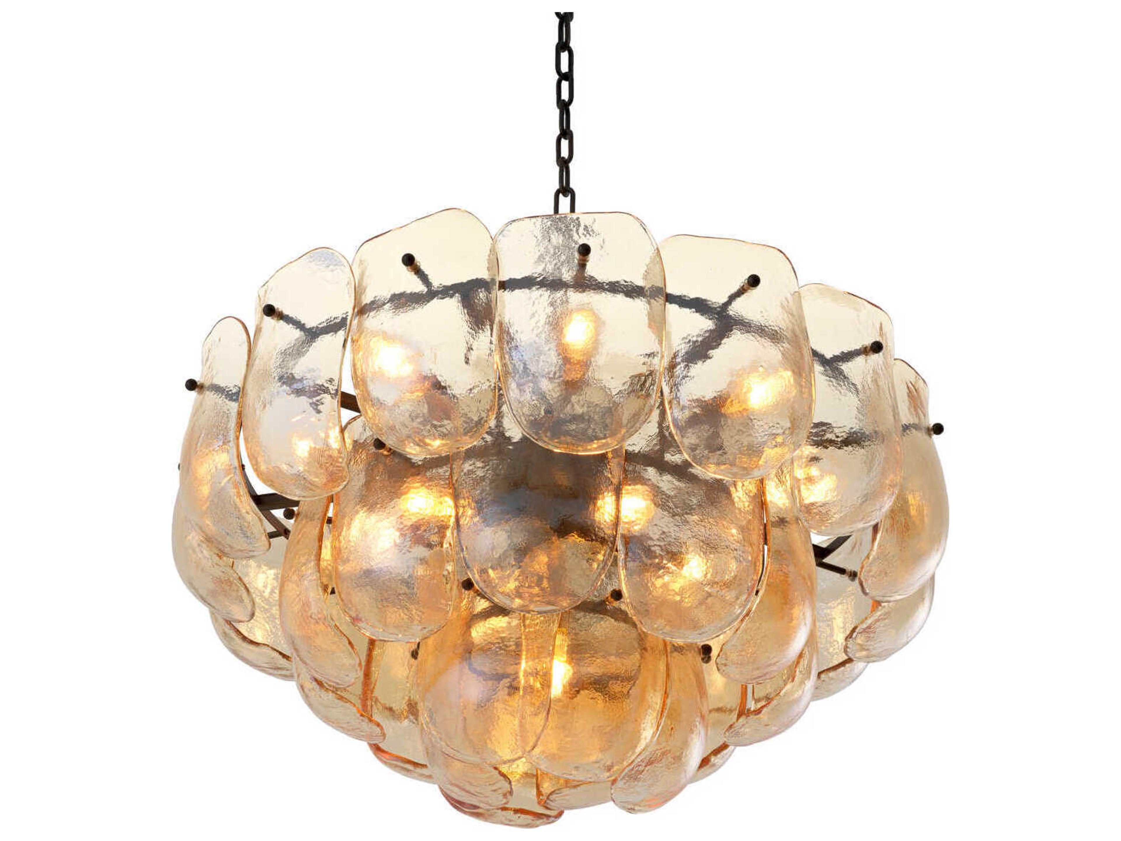Eichholtz Gustave Champagne Colored Glass Chandelier