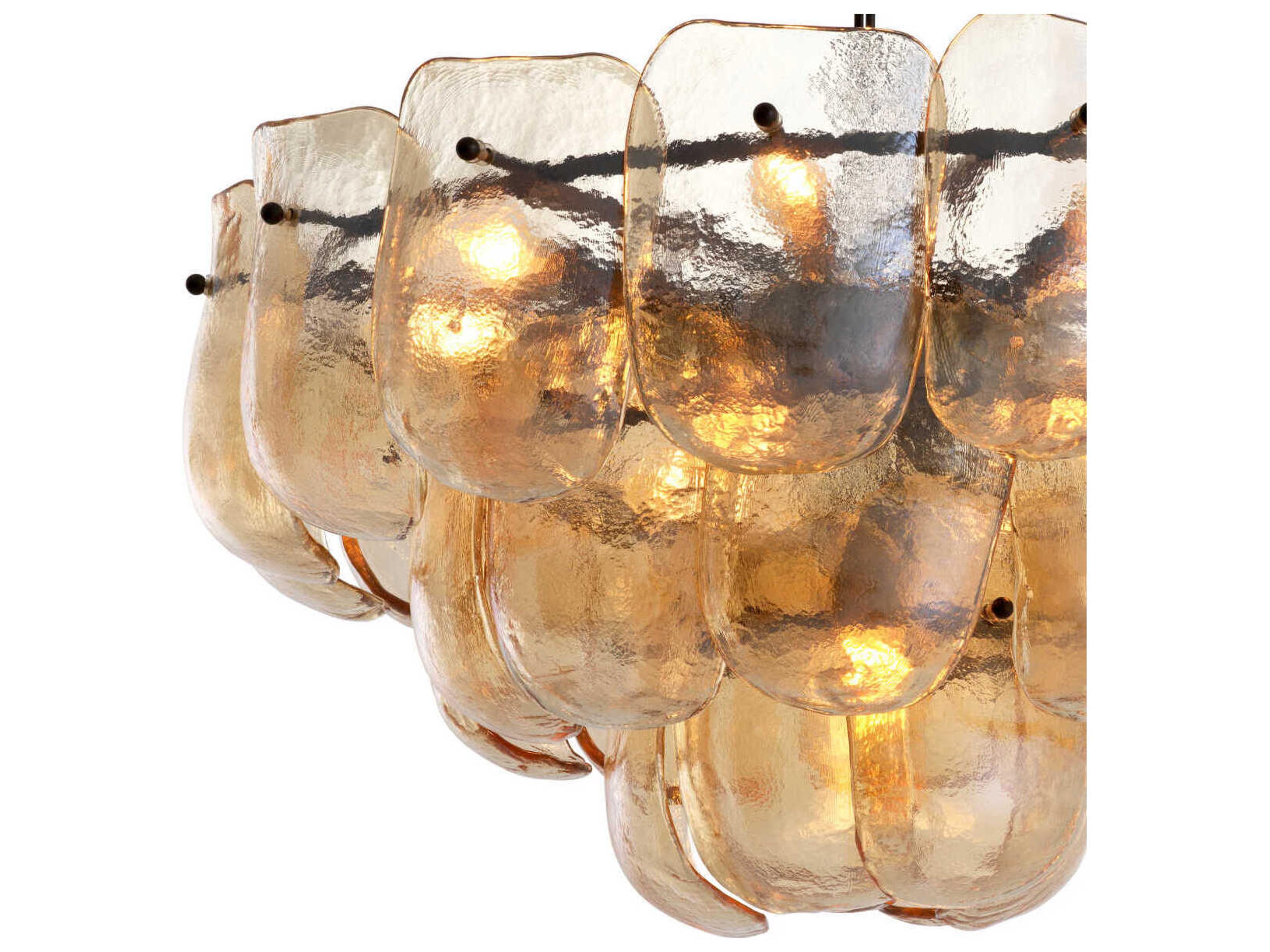 Eichholtz Gustave Champagne Colored Glass Chandelier