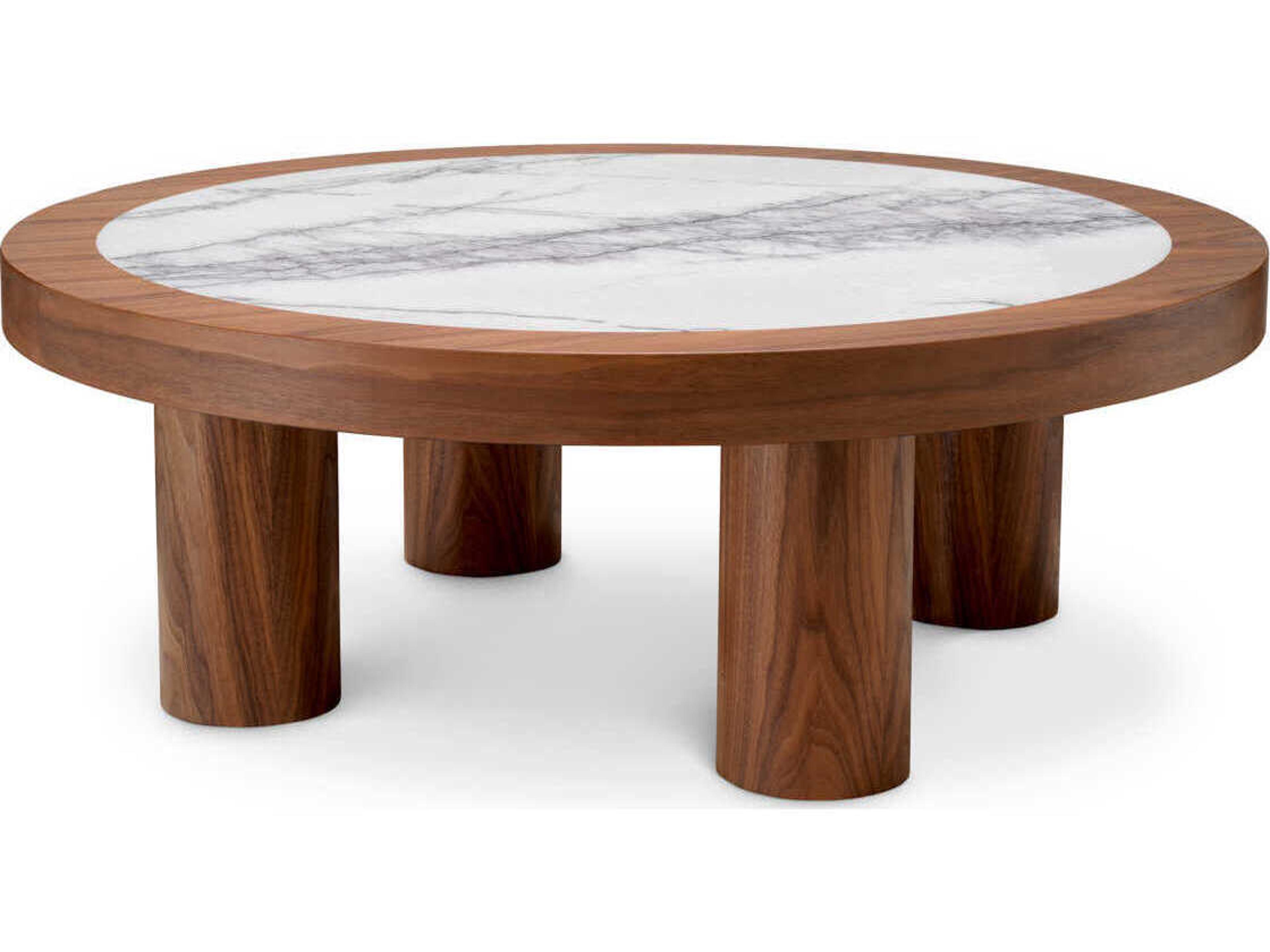 Presedio Walnut Veneer Biano Lilac Marble Coffee Table