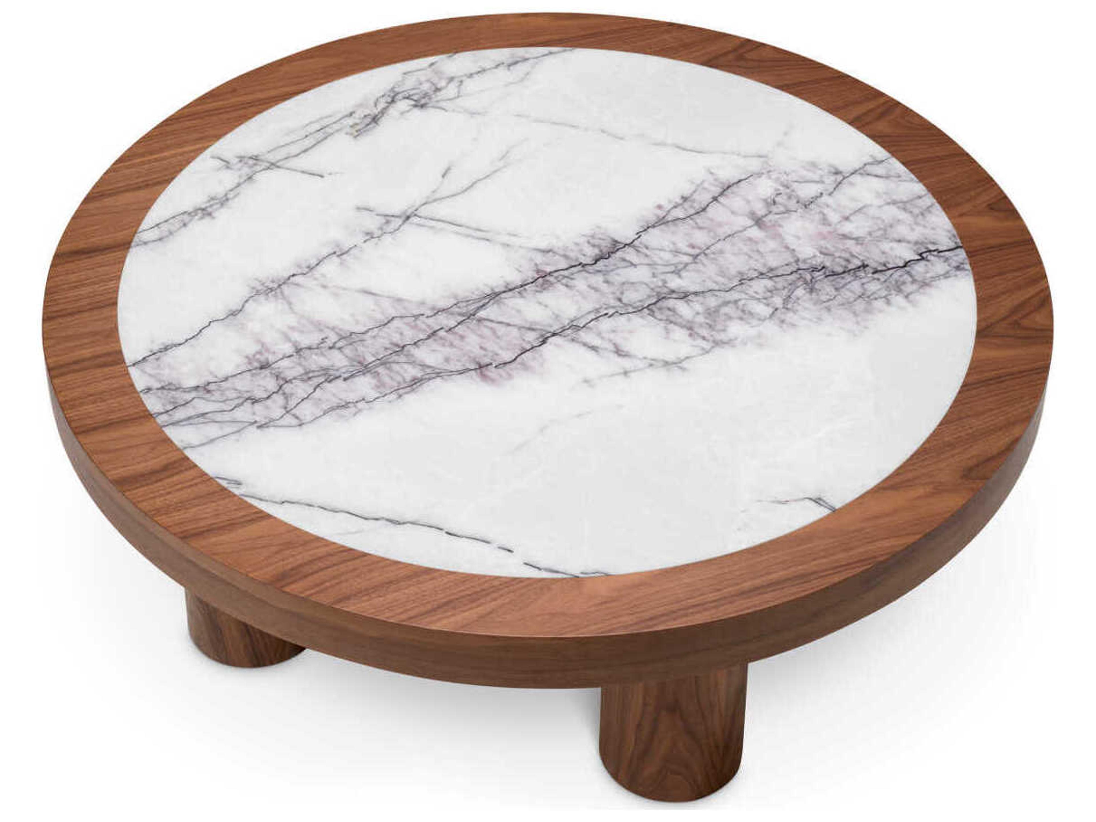 Eichholtz Presedio Walnut Veneer Biano Lilac Marble Coffee Table