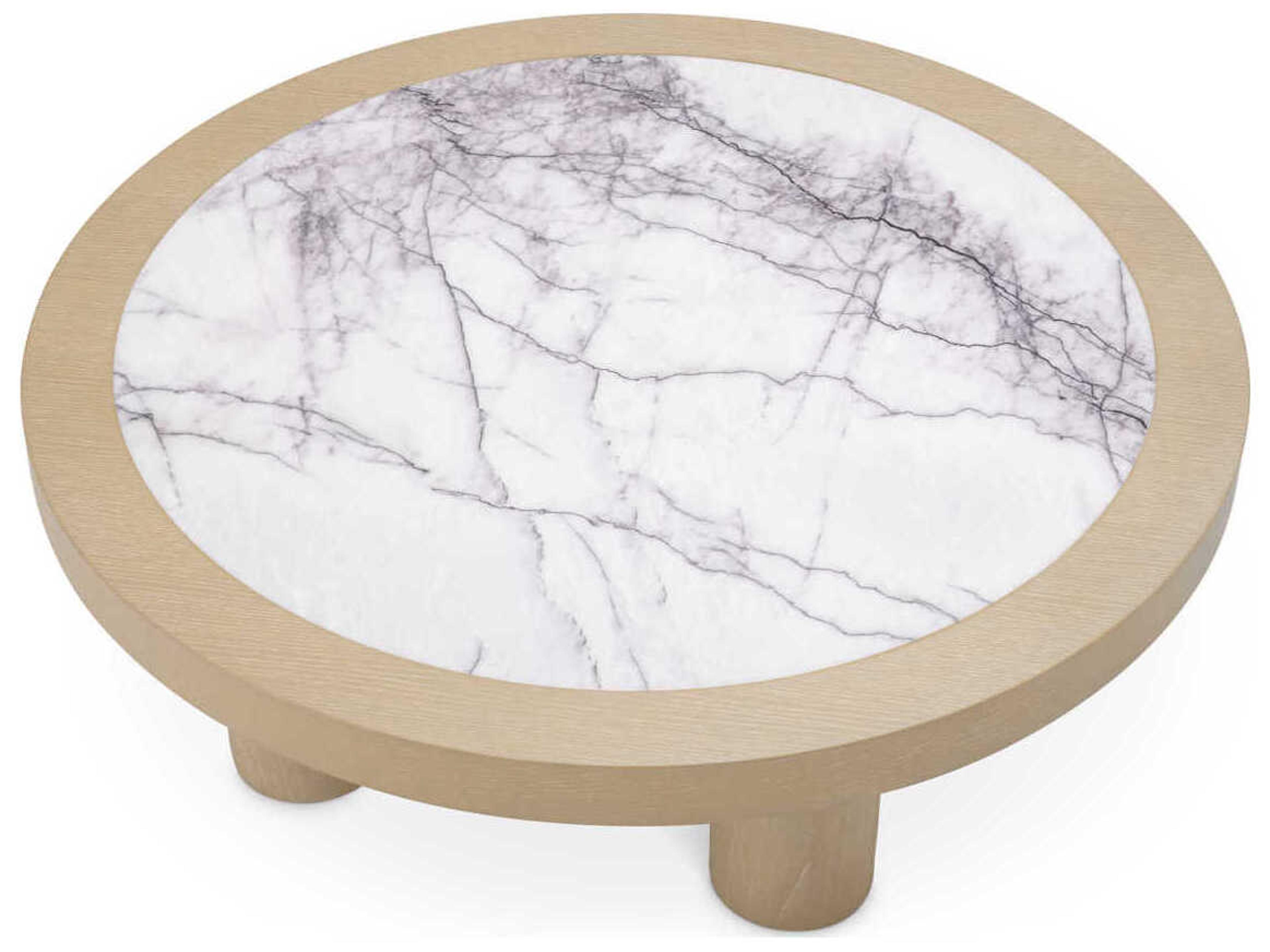 Eichholtz Presedio Washed Oak Veneer Biano Lilac Marble Coffee Table