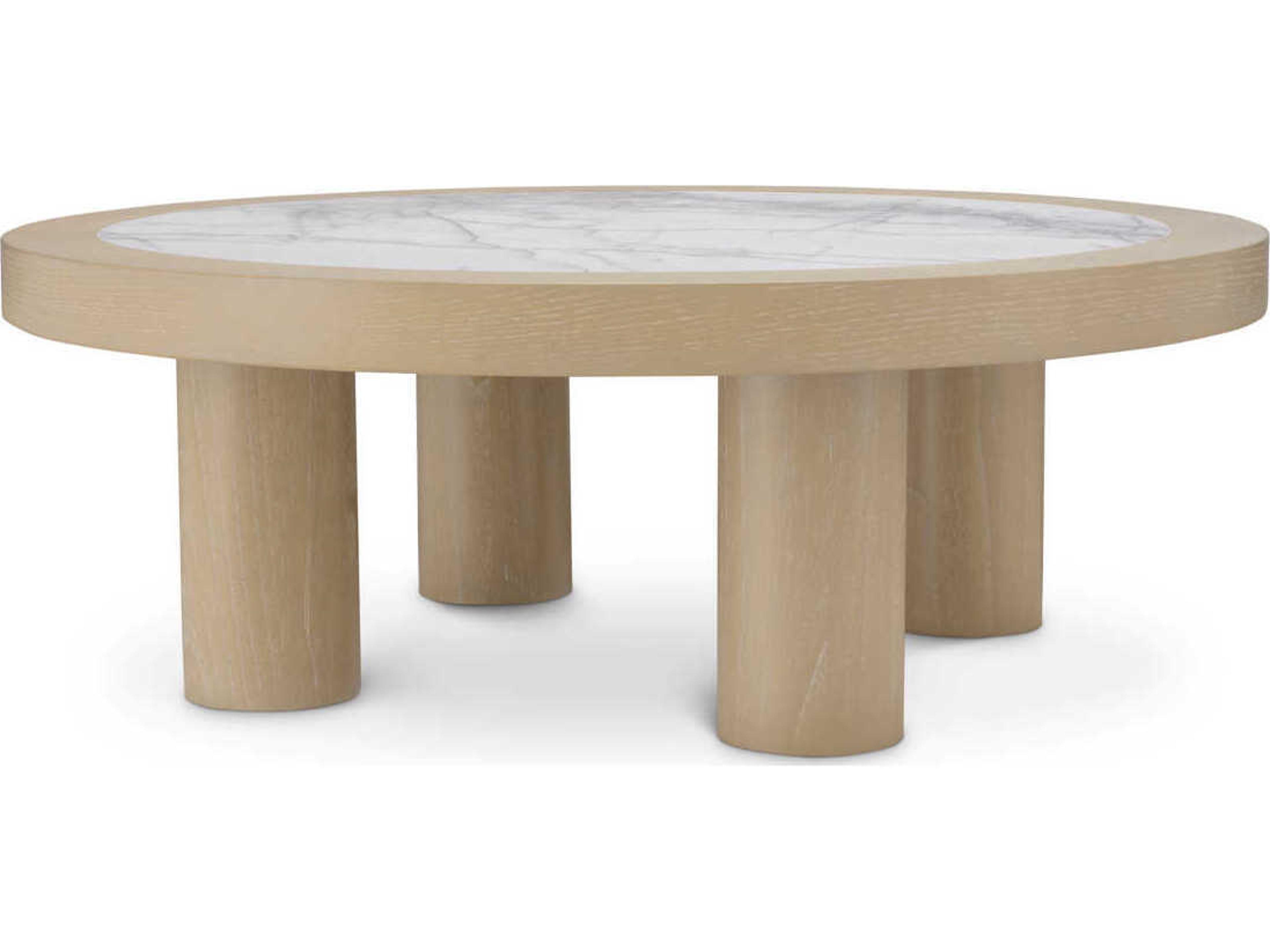 Eichholtz Presedio Washed Oak Veneer Biano Lilac Marble Coffee Table
