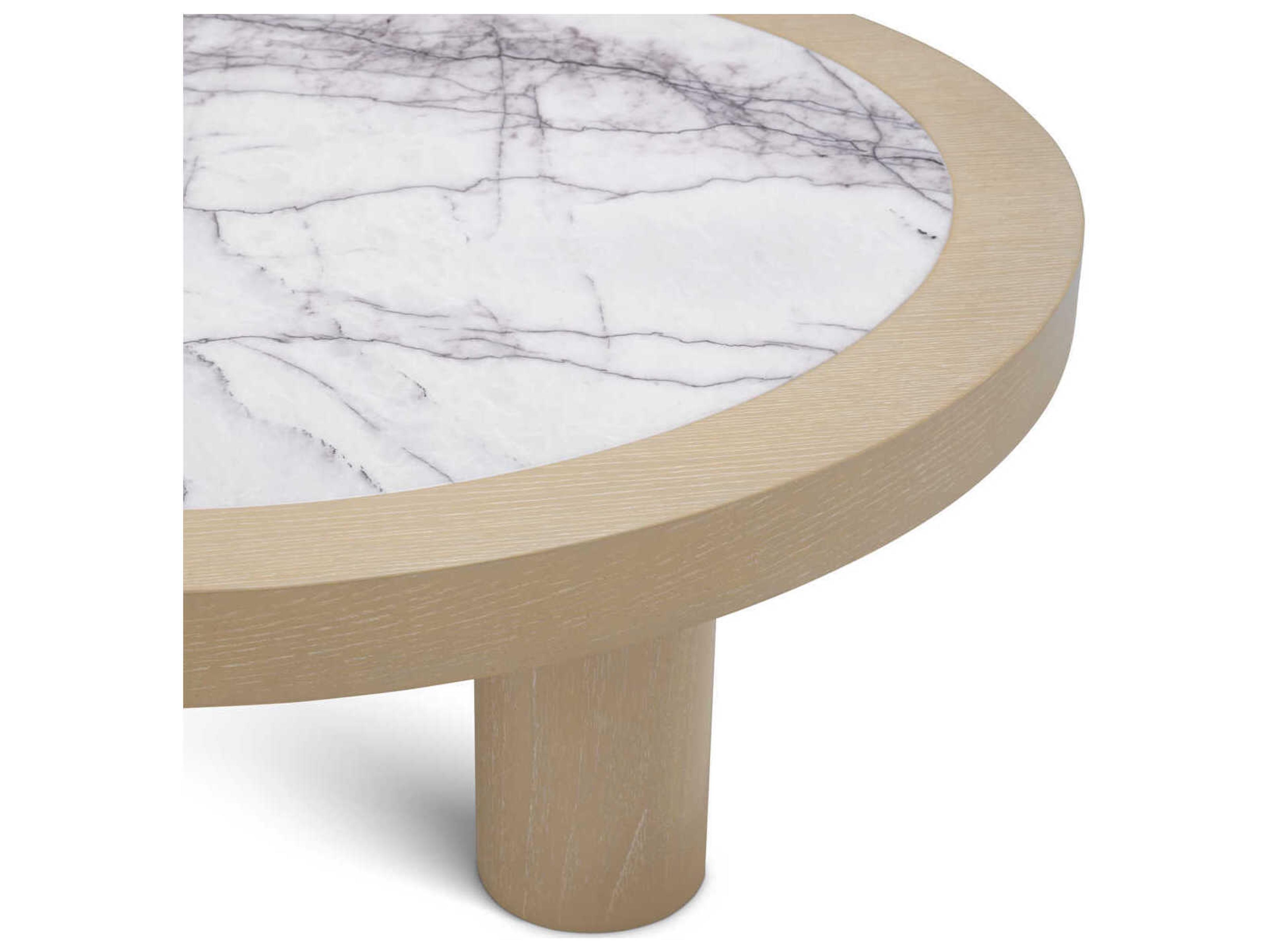 Eichholtz Presedio Washed Oak Veneer Biano Lilac Marble Coffee Table