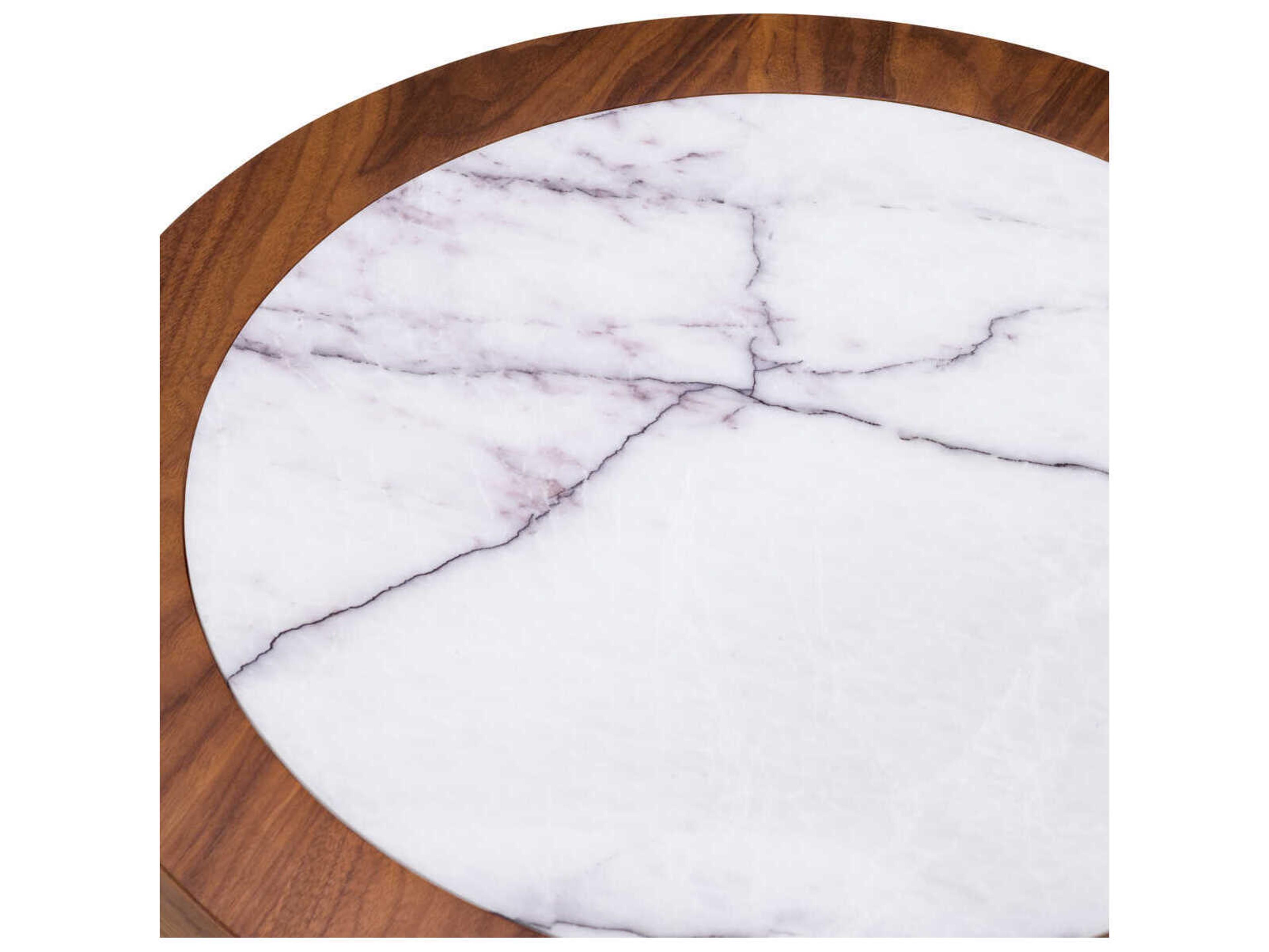 Eichholtz Presedio Walnut Veneer Biano Lilac Marble Top Side Table