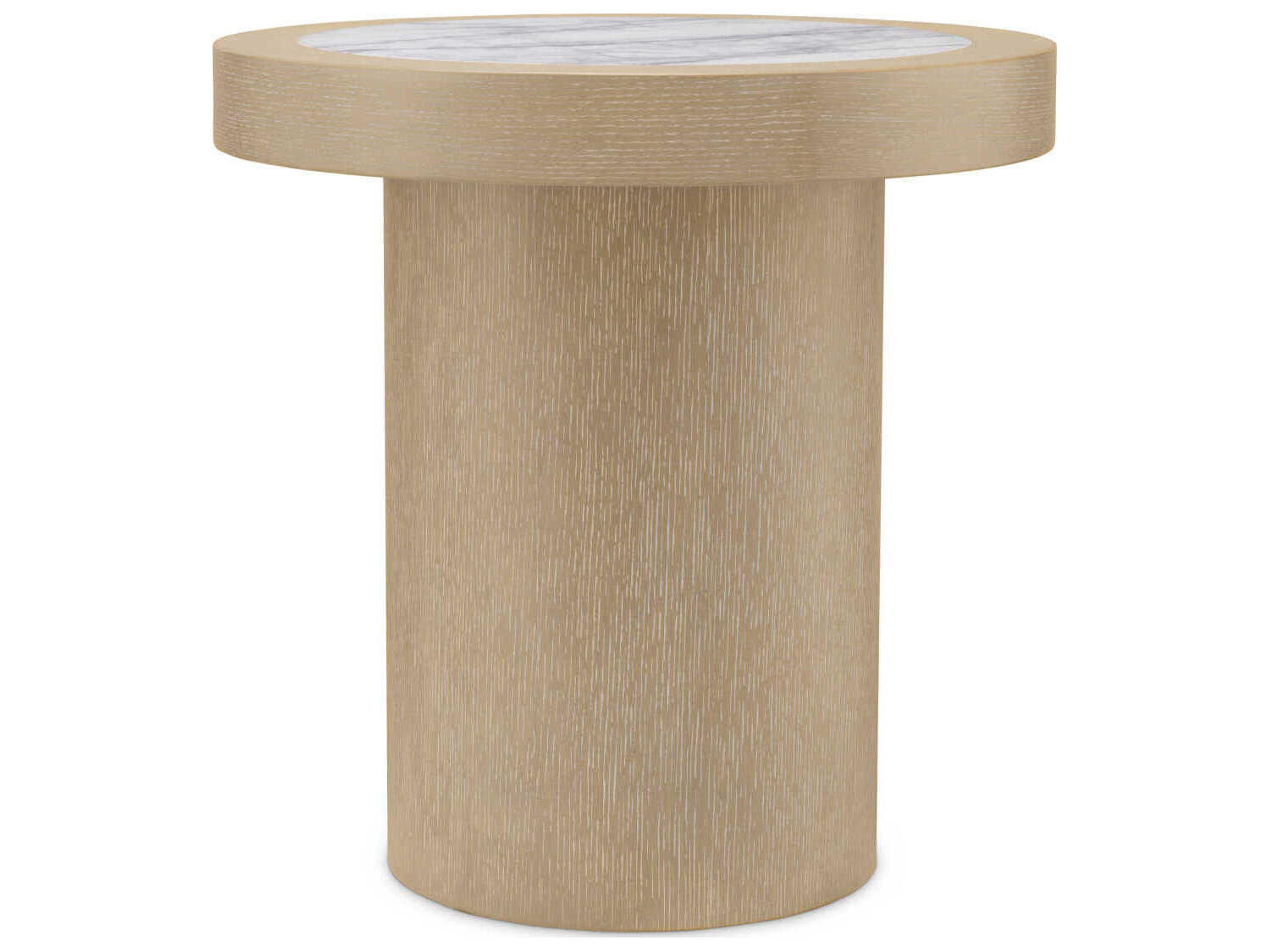 Eichholtz Presedio Washed Oak Veneer Biano Lilac Marble Top Side Table