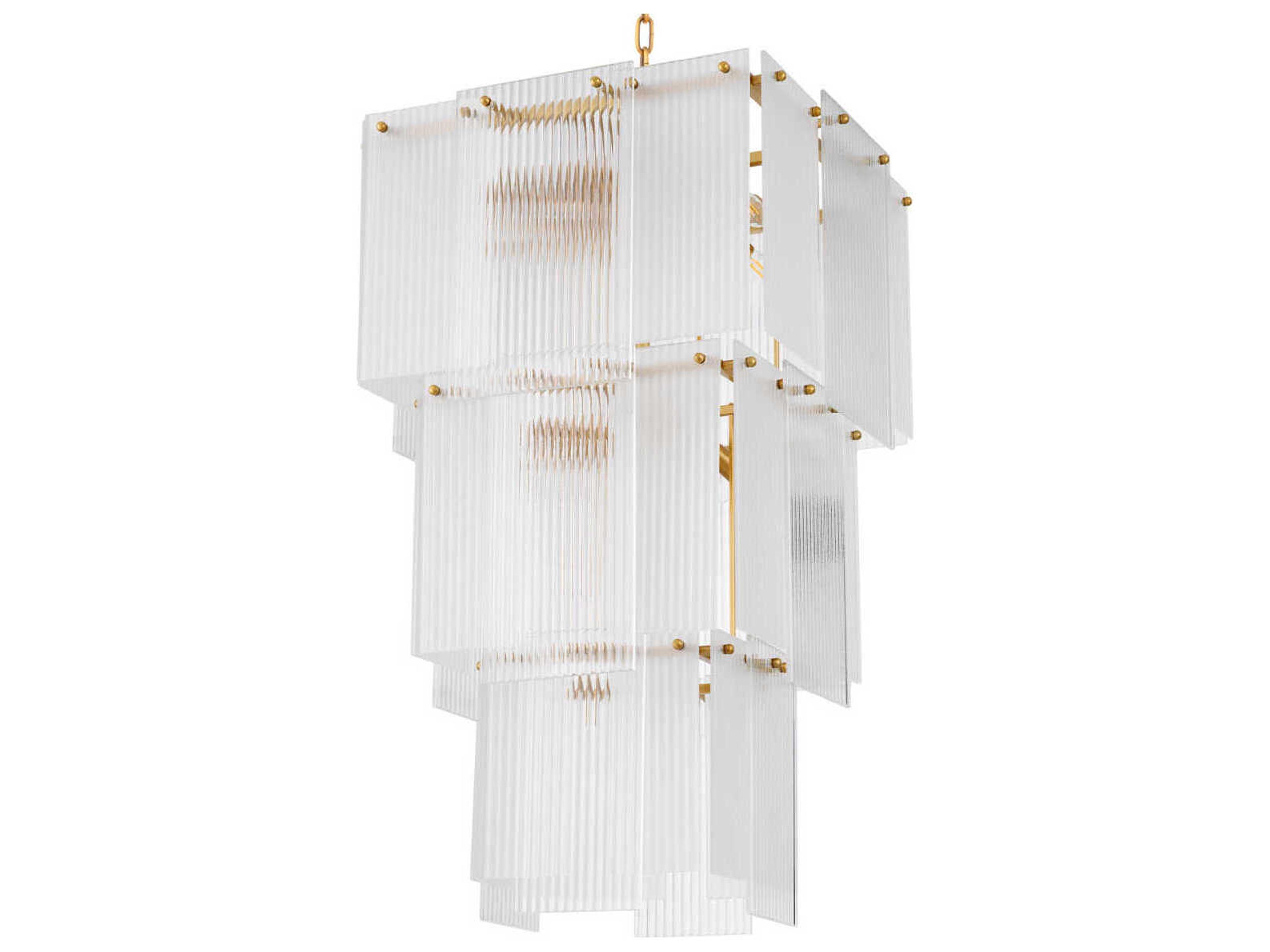 Eichholtz Giardano Clear And Frosted Glass Antique Brass Chandelier