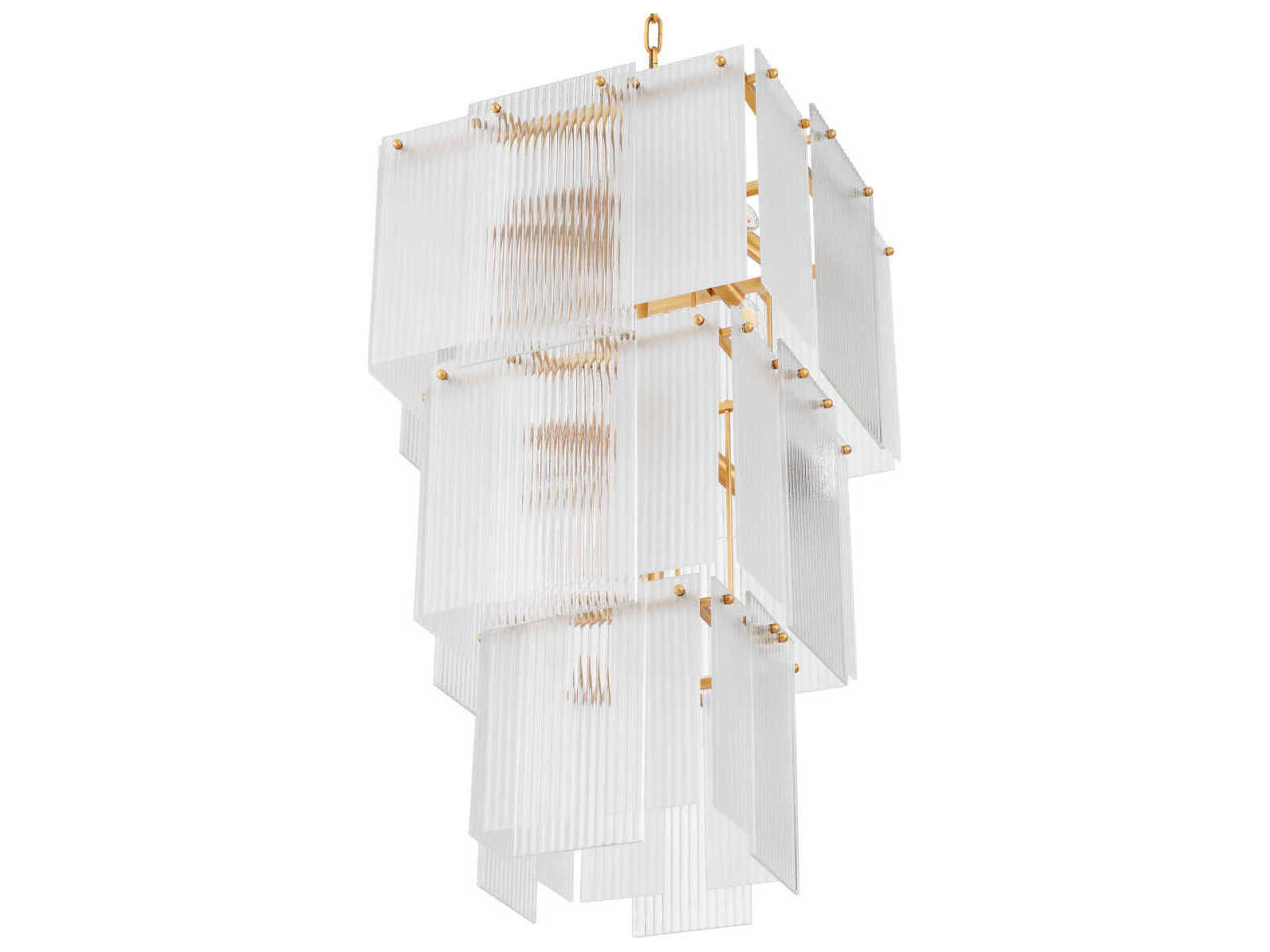 Eichholtz Giardano Clear And Frosted Glass Antique Brass Chandelier