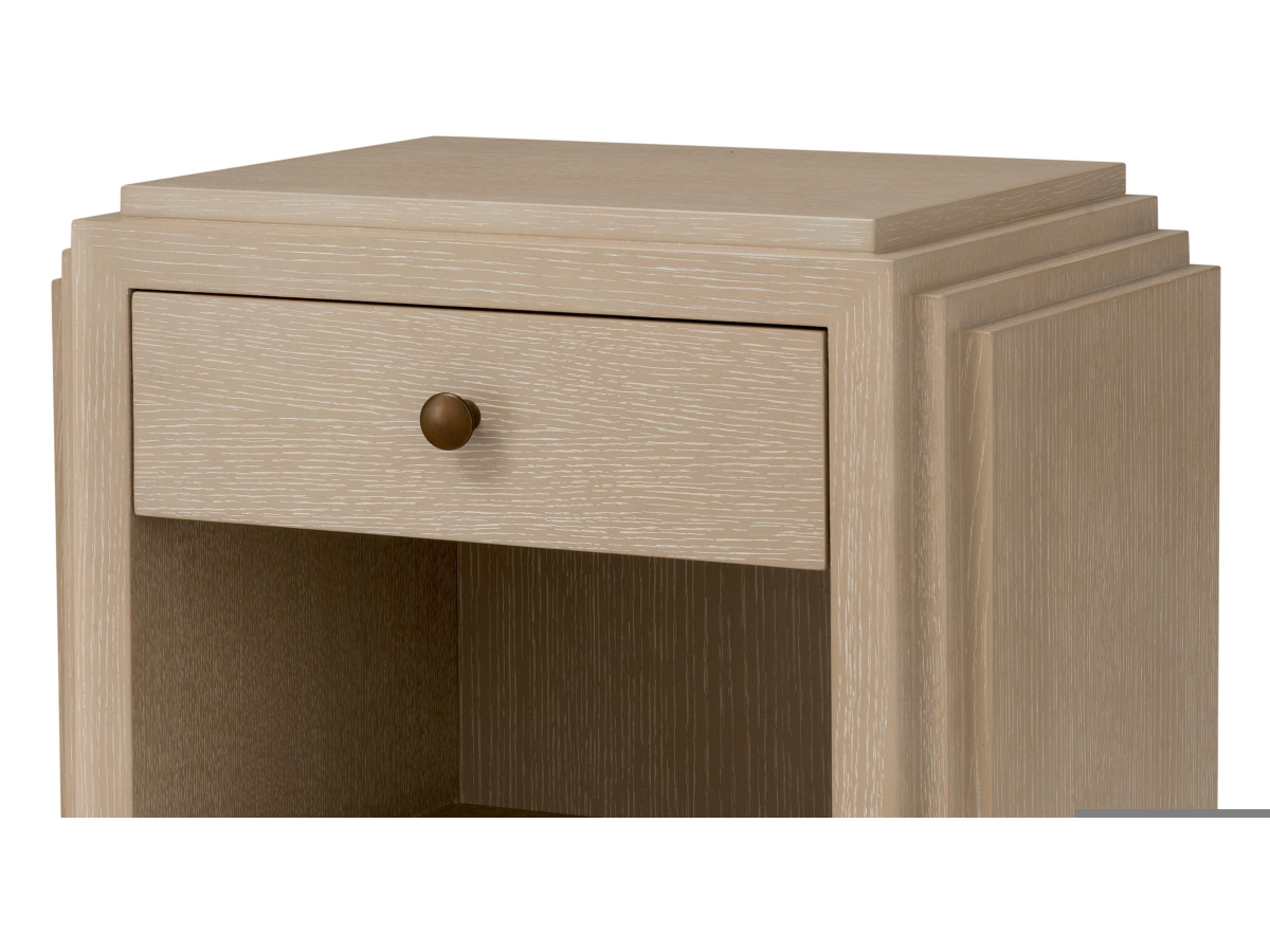 1-Drawer Oak Wood Nightstand