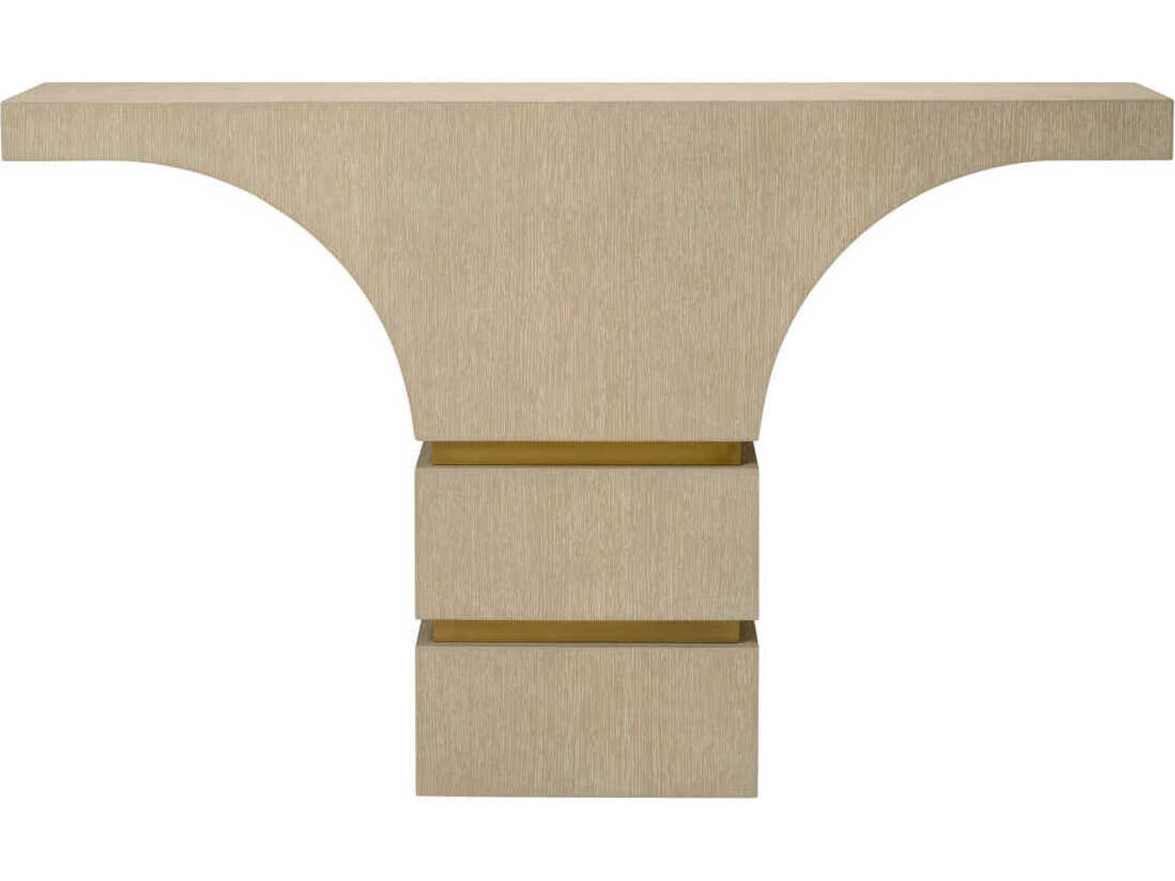 Eichholtz Vauban Washed Oak Veneer Brushed Brass Console Table