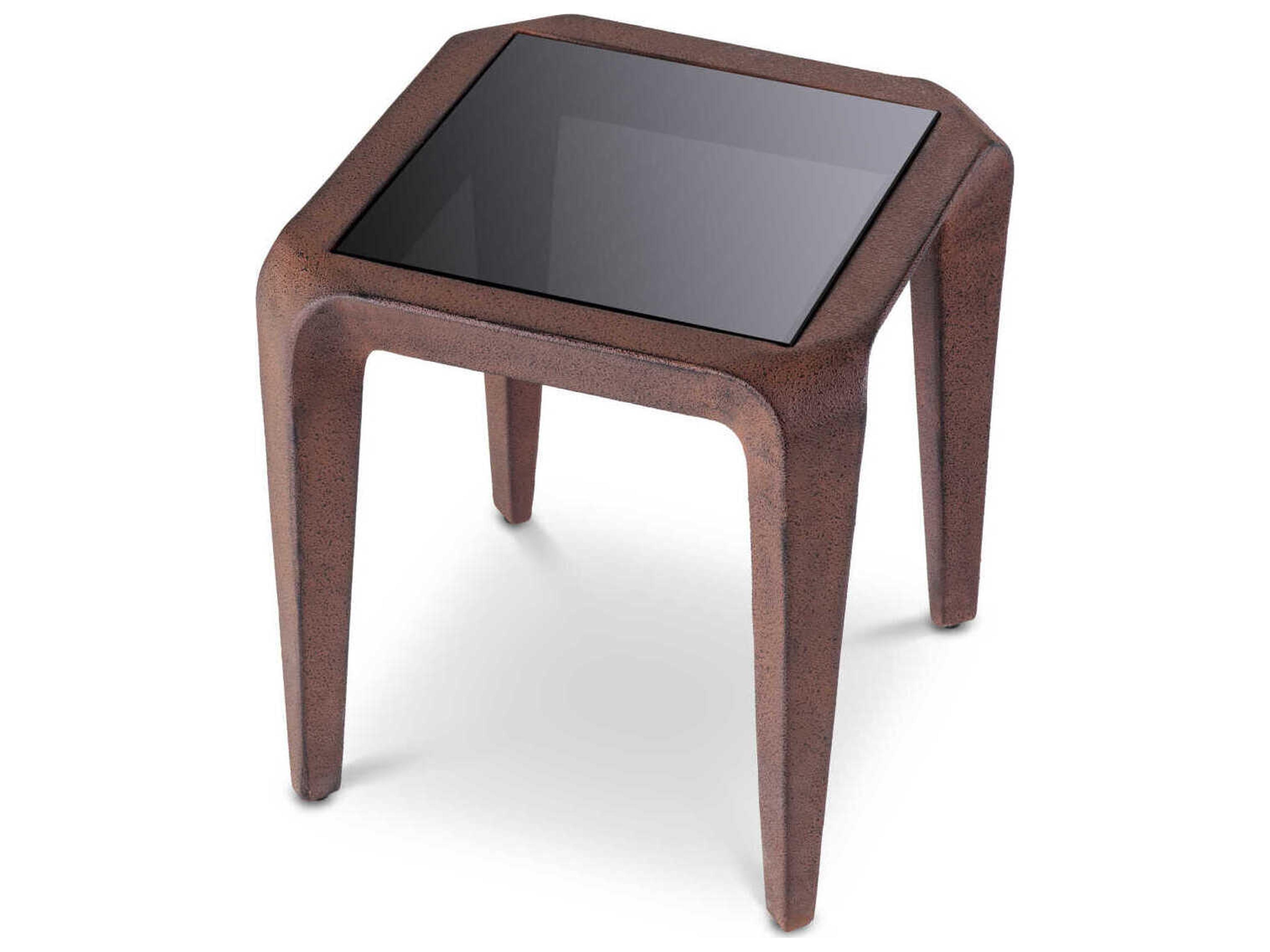 Eichholtz Quentin Oxidized Look Black Glass Side Table