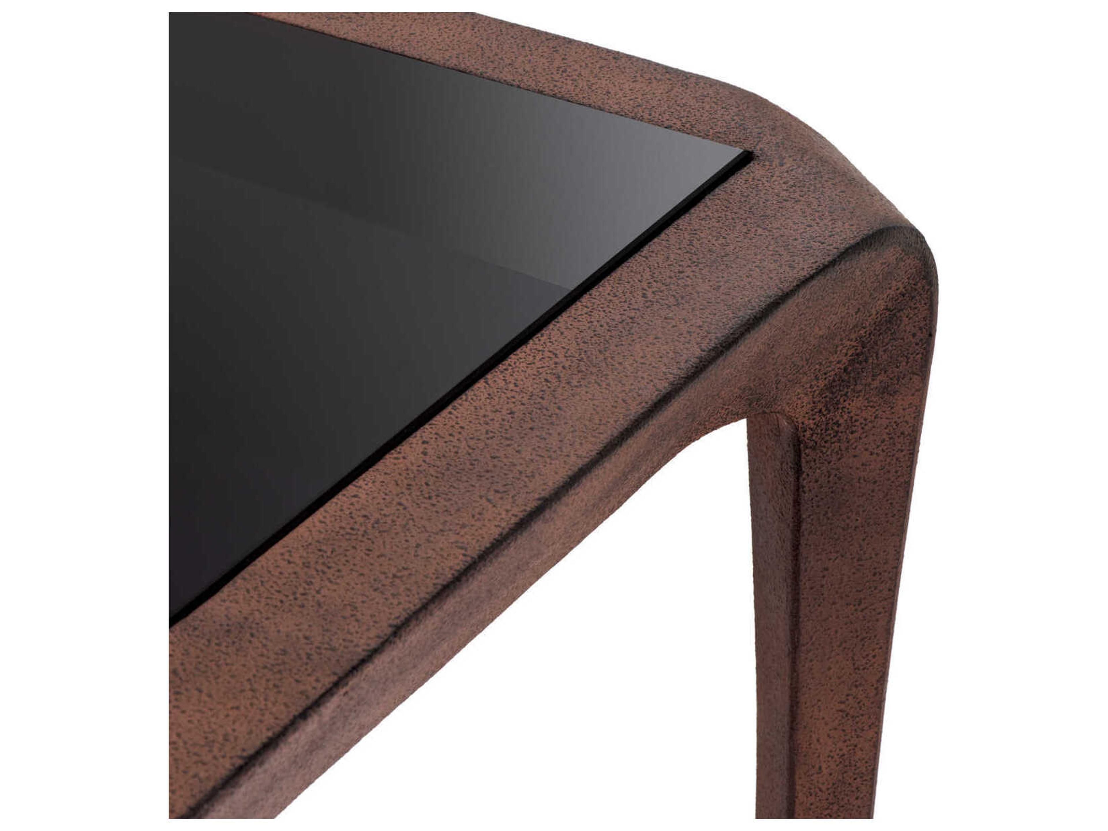 Eichholtz Quentin Oxidized Look Black Glass Coffee Table