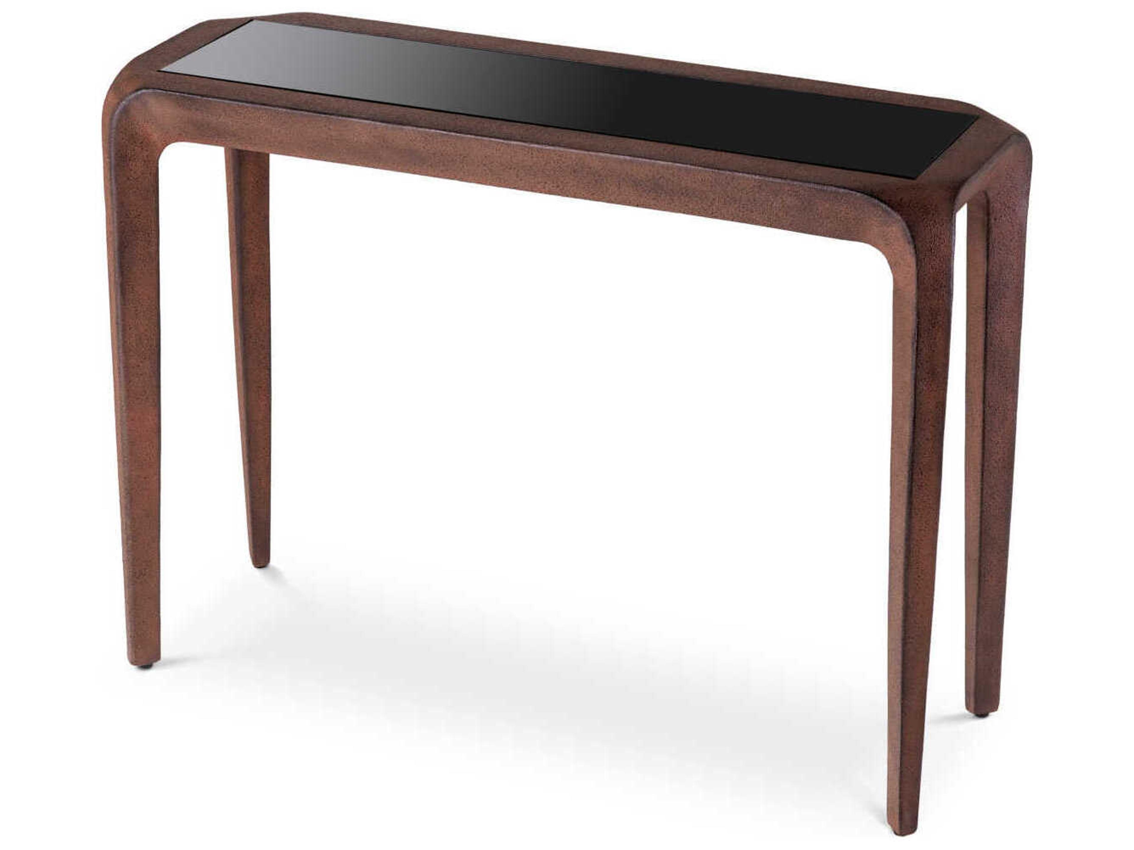 Eichholtz Quentin Oxidized Look Black Glass Console Table