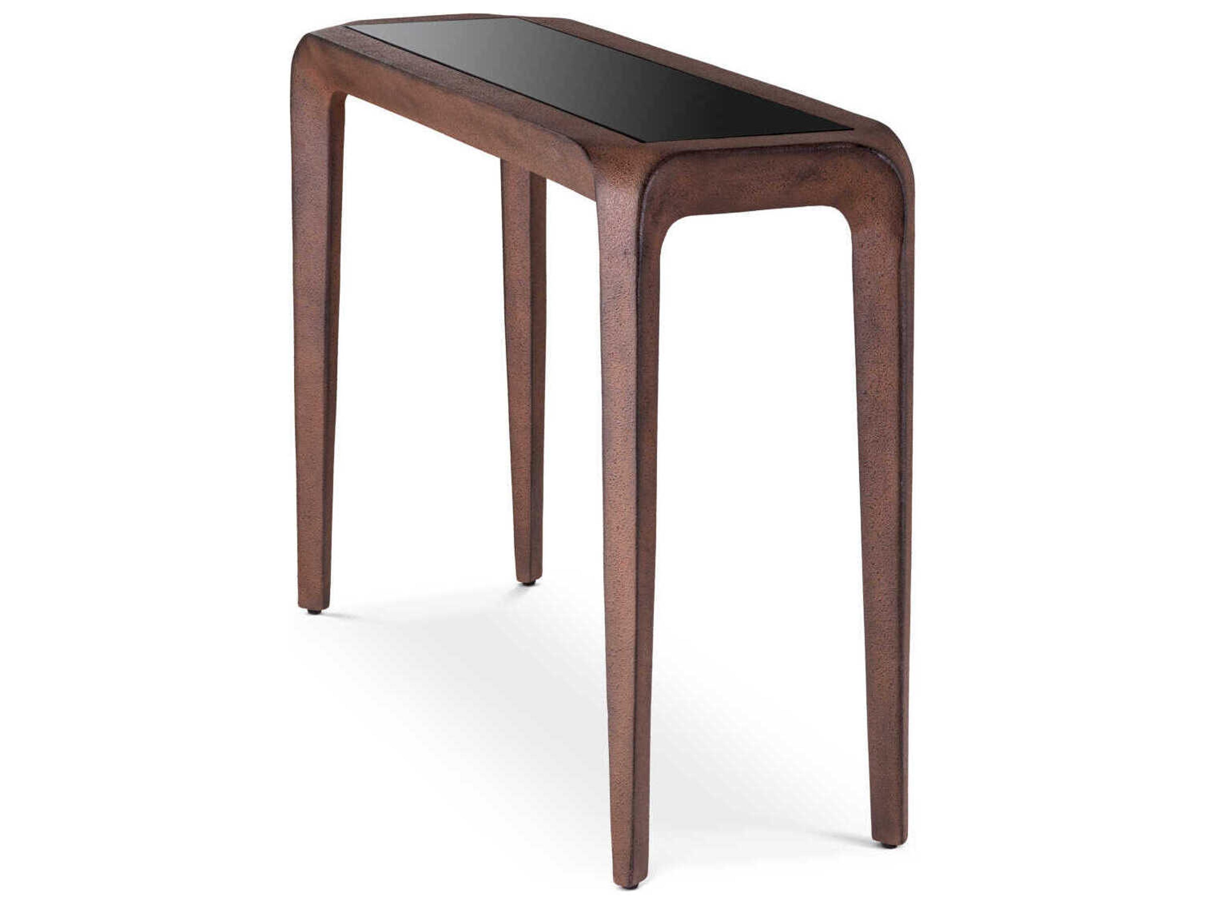 Eichholtz Quentin Oxidized Look Black Glass Console Table