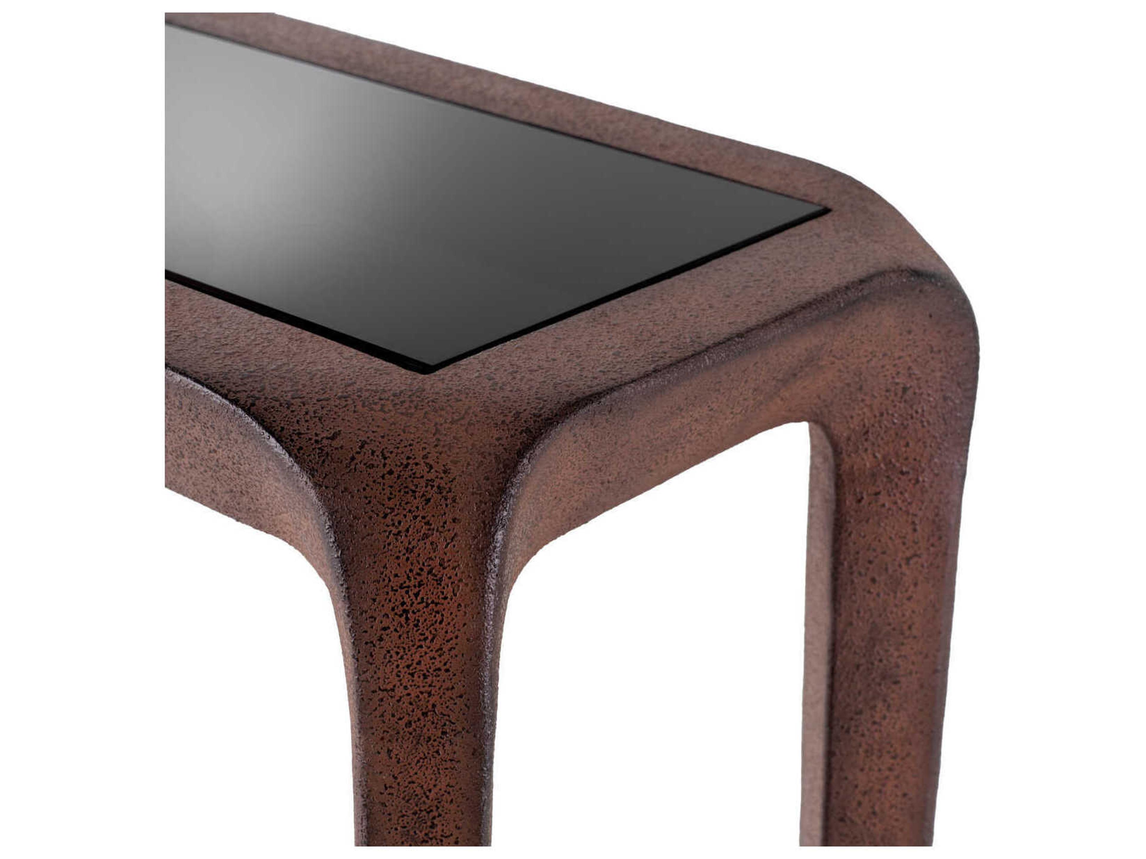 Eichholtz Quentin Oxidized Look Black Glass Console Table