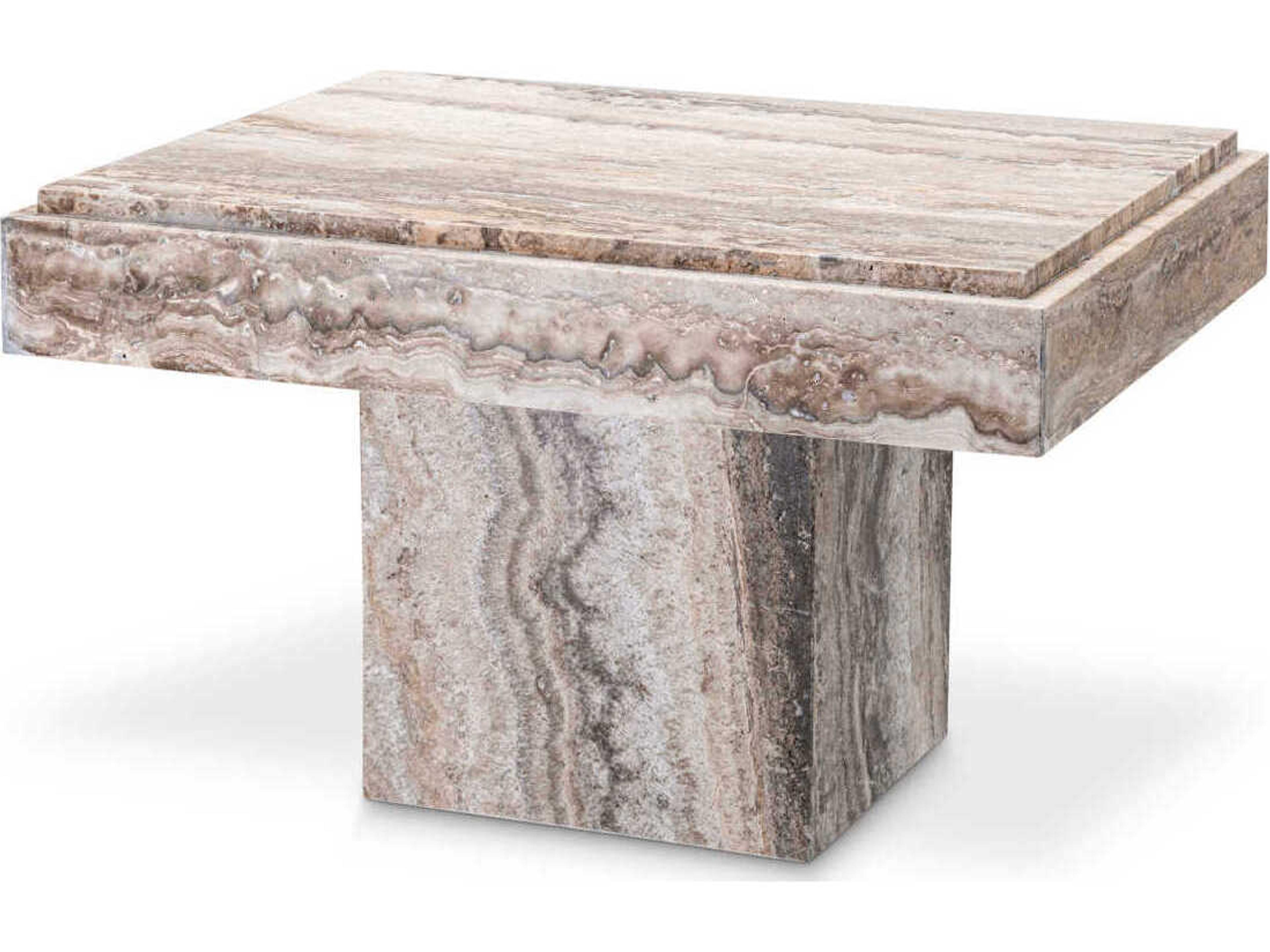 Sartoria Silver Travertine Side Table