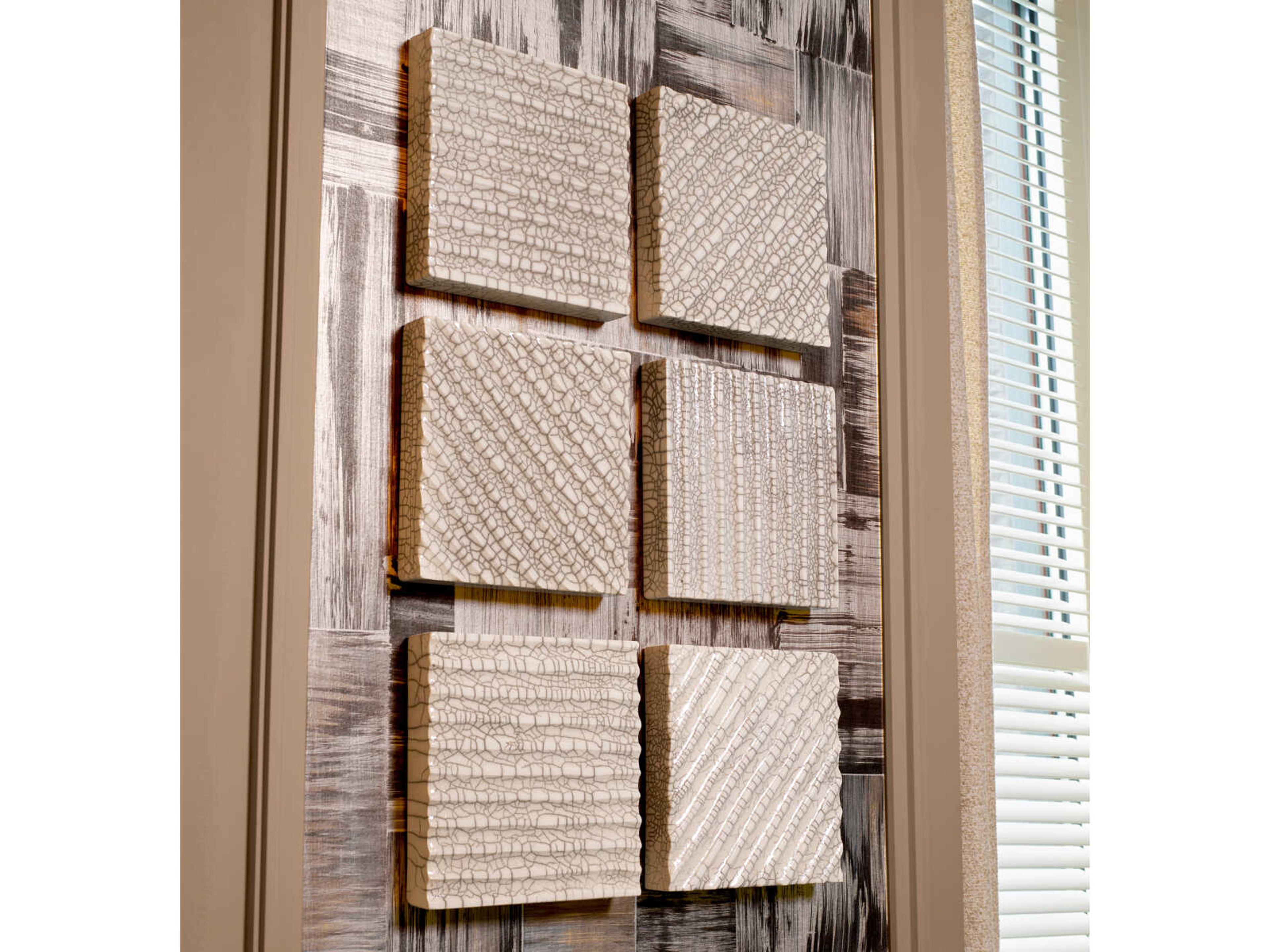 Eichholtz Division Diagonal Raku Ceramic Crackled White Wall Decoration