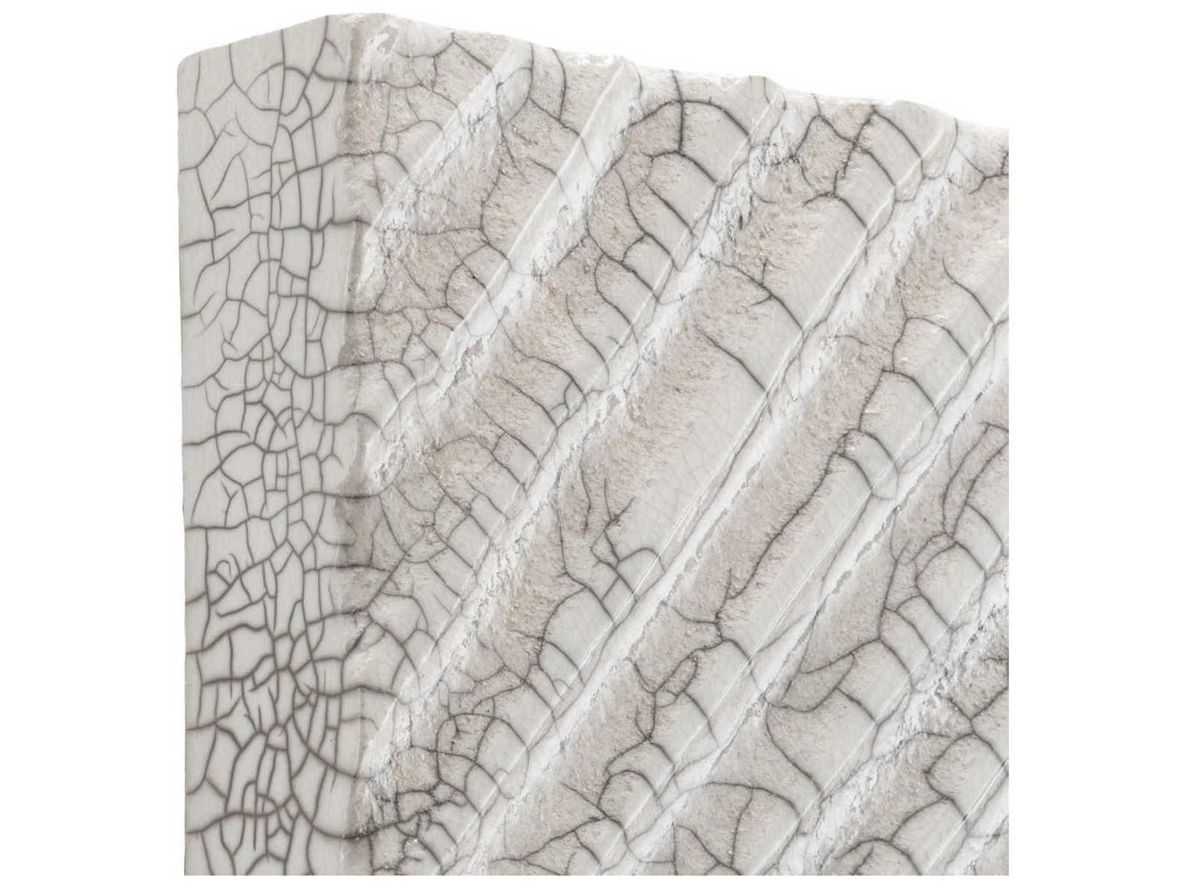 Eichholtz Division Diagonal Raku Ceramic Crackled White Wall Decoration
