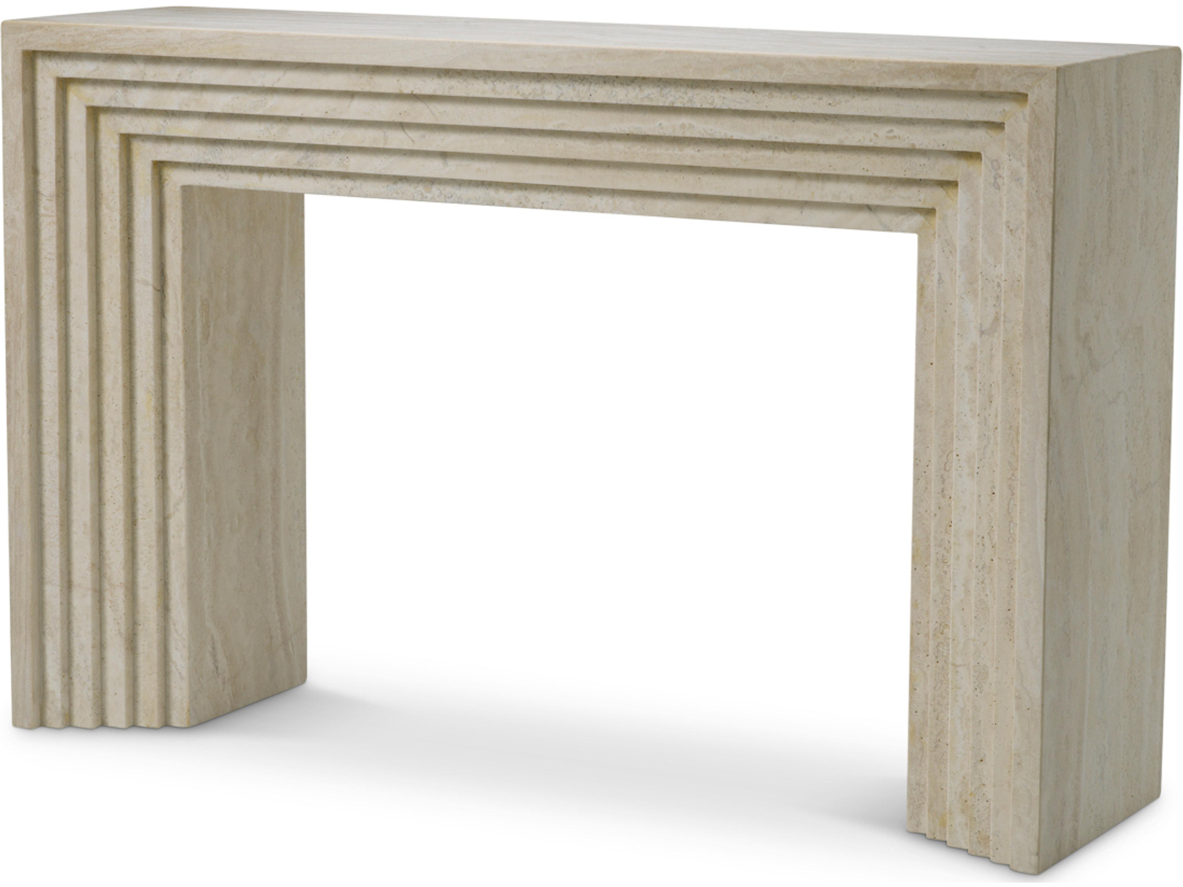 Rectangular Stone Travertine Console Table