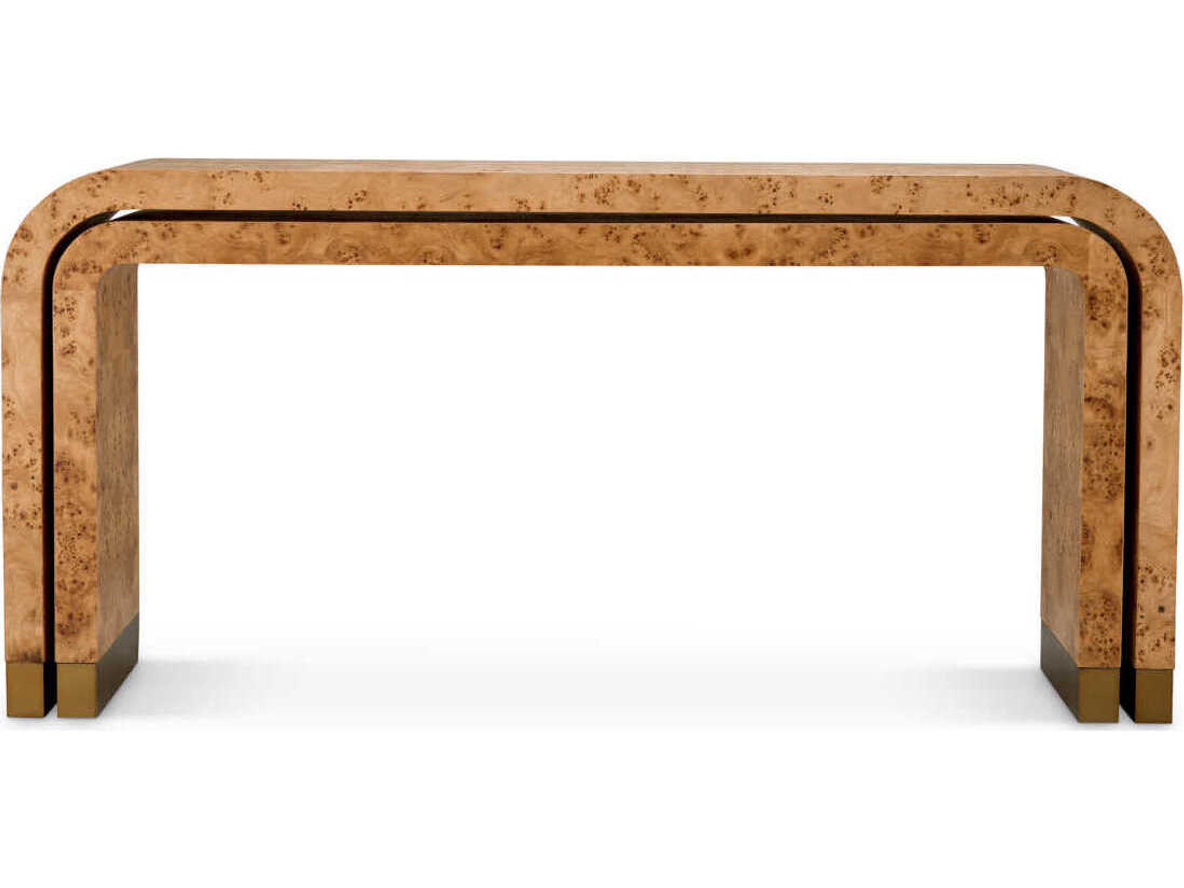 Eichholtz Quinton Light Brown Mappa Burl Veneer Set of 2 Console Table