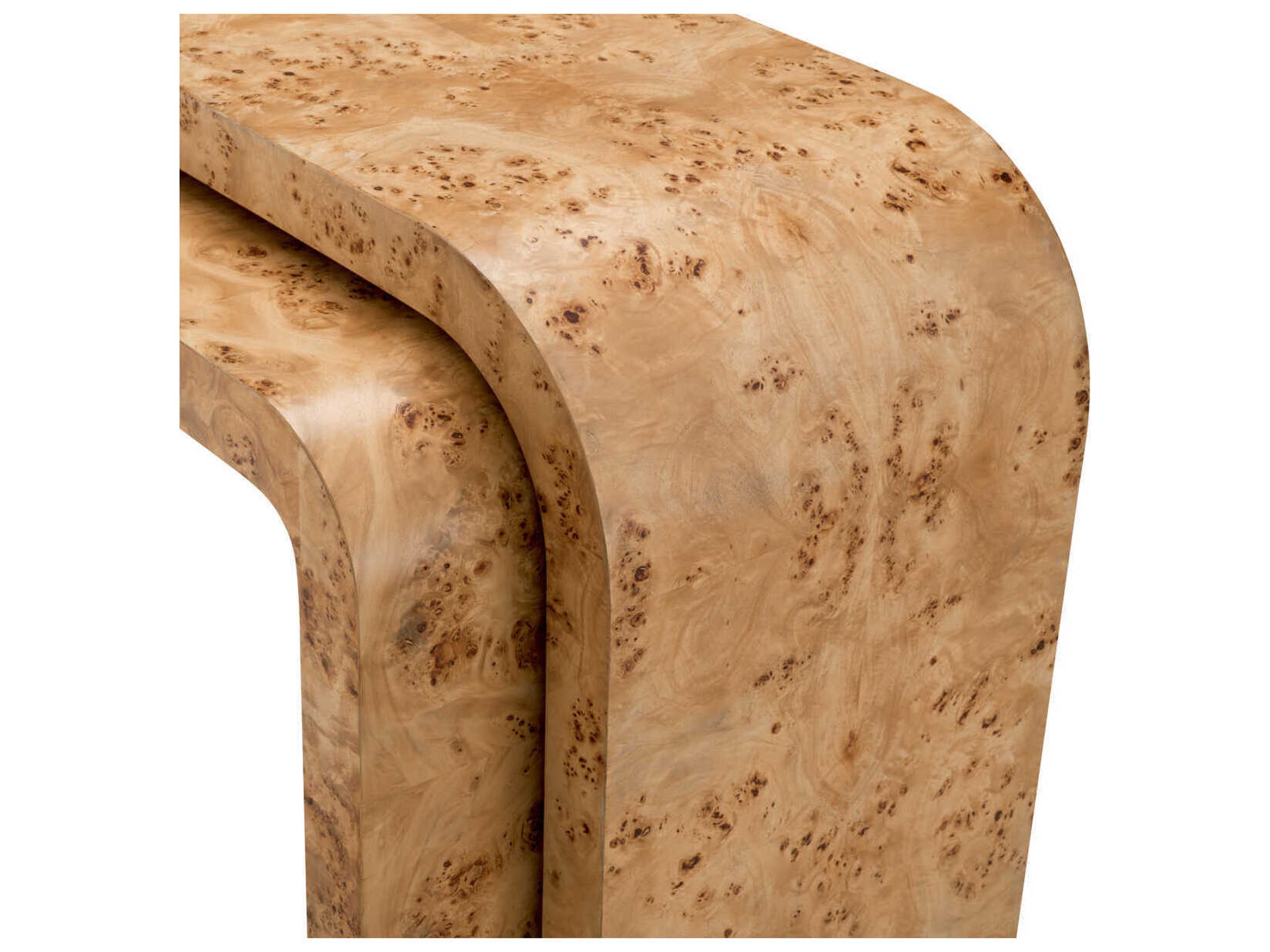 Eichholtz Quinton Light Brown Mappa Burl Veneer Set of 2 Console Table