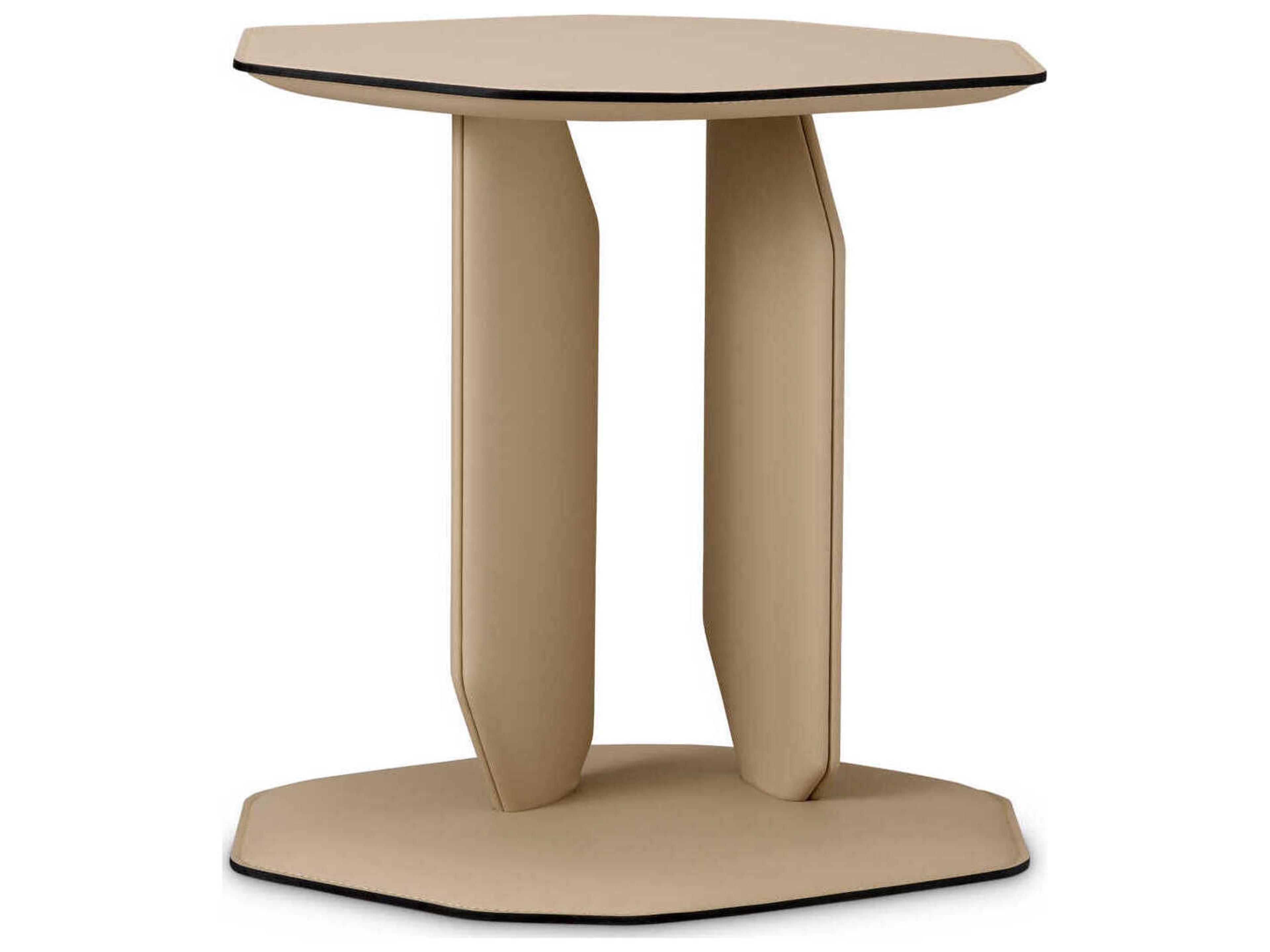 Eichholtz Maurizio Faux Leather Light Brown Side Table